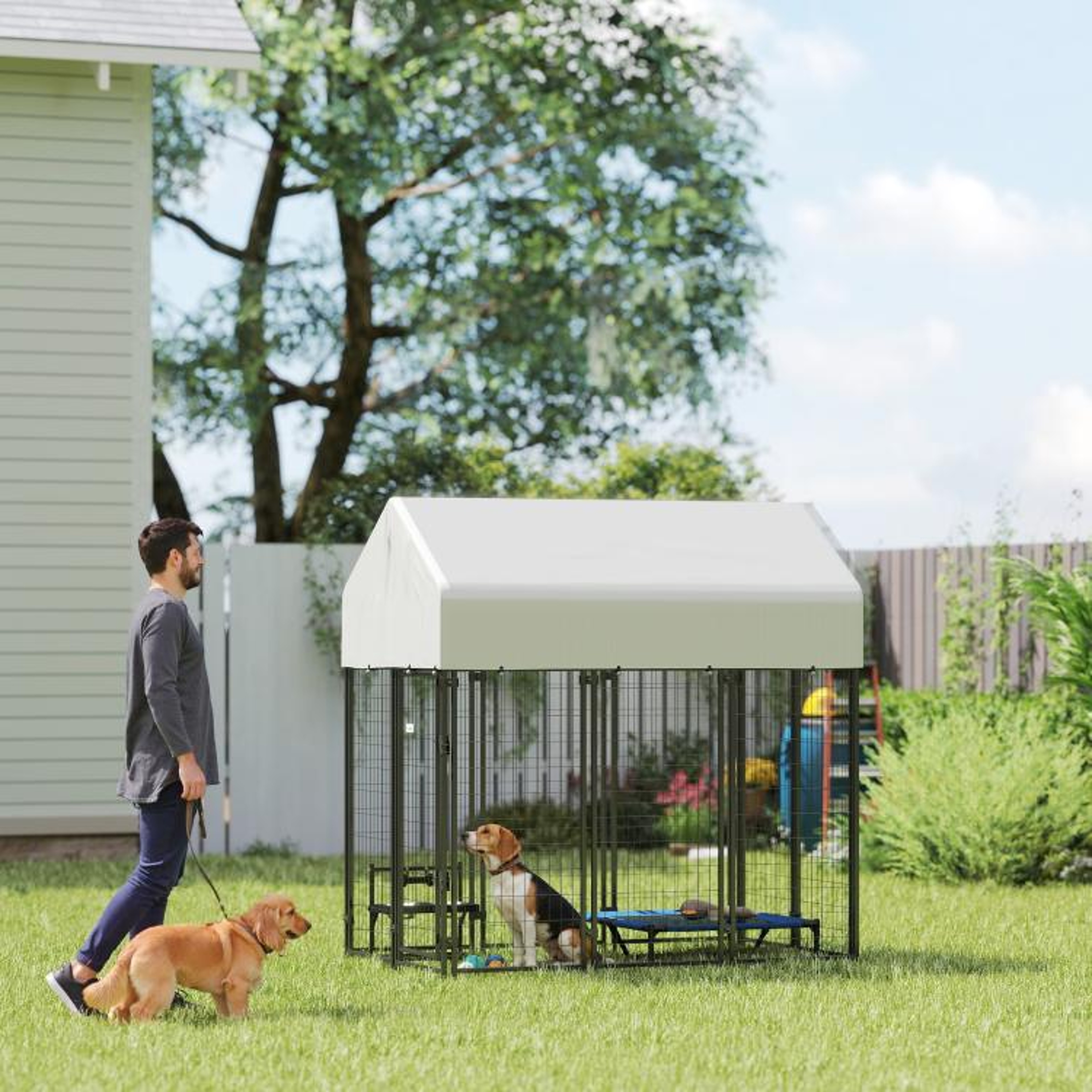 Outdoor Dog Kennel With Roof  6 X 4 X 6 Ft HeavyDuty Steel Dog Run 2