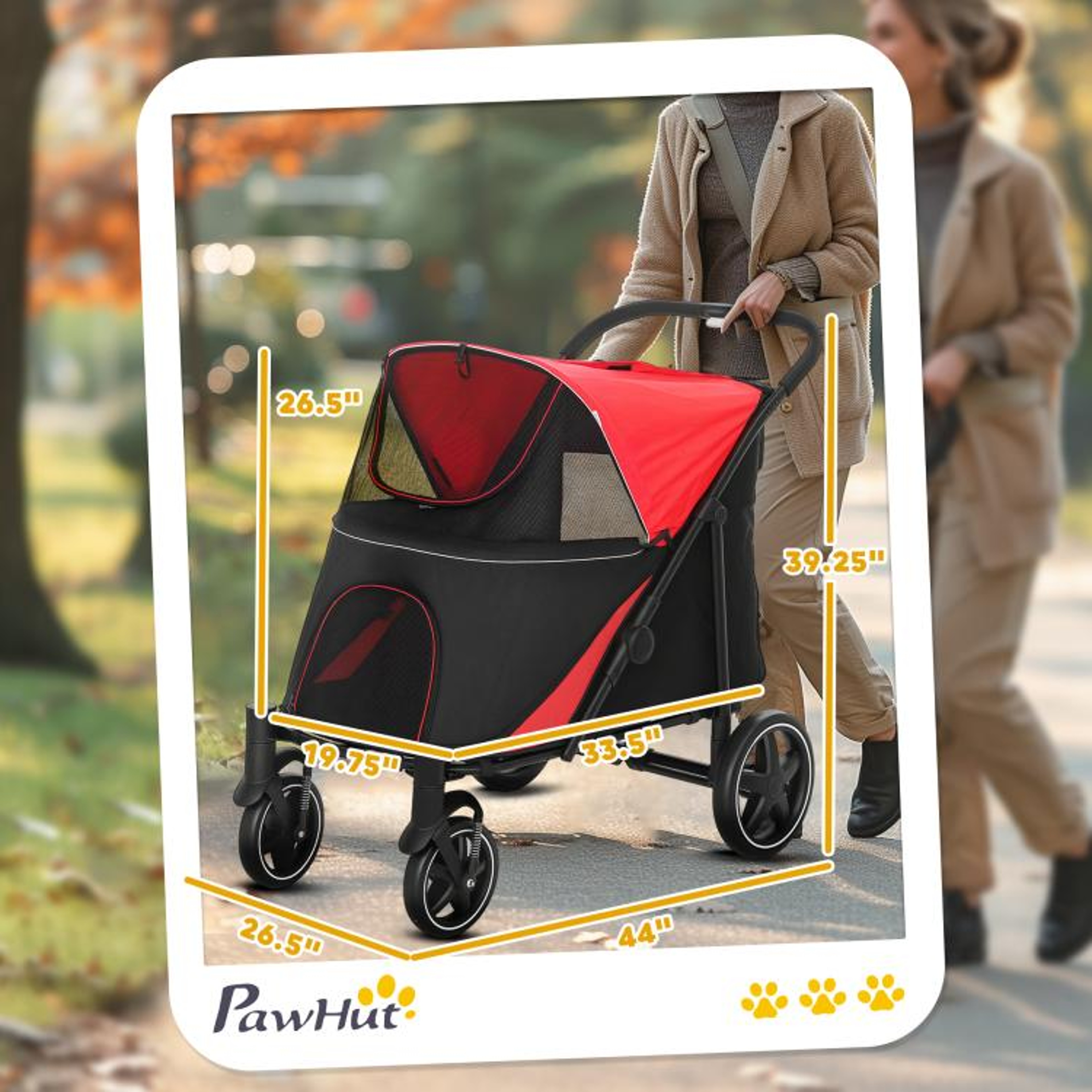 Large Dog Stroller With OneClick Folding And Shock Absorbers  Red 4