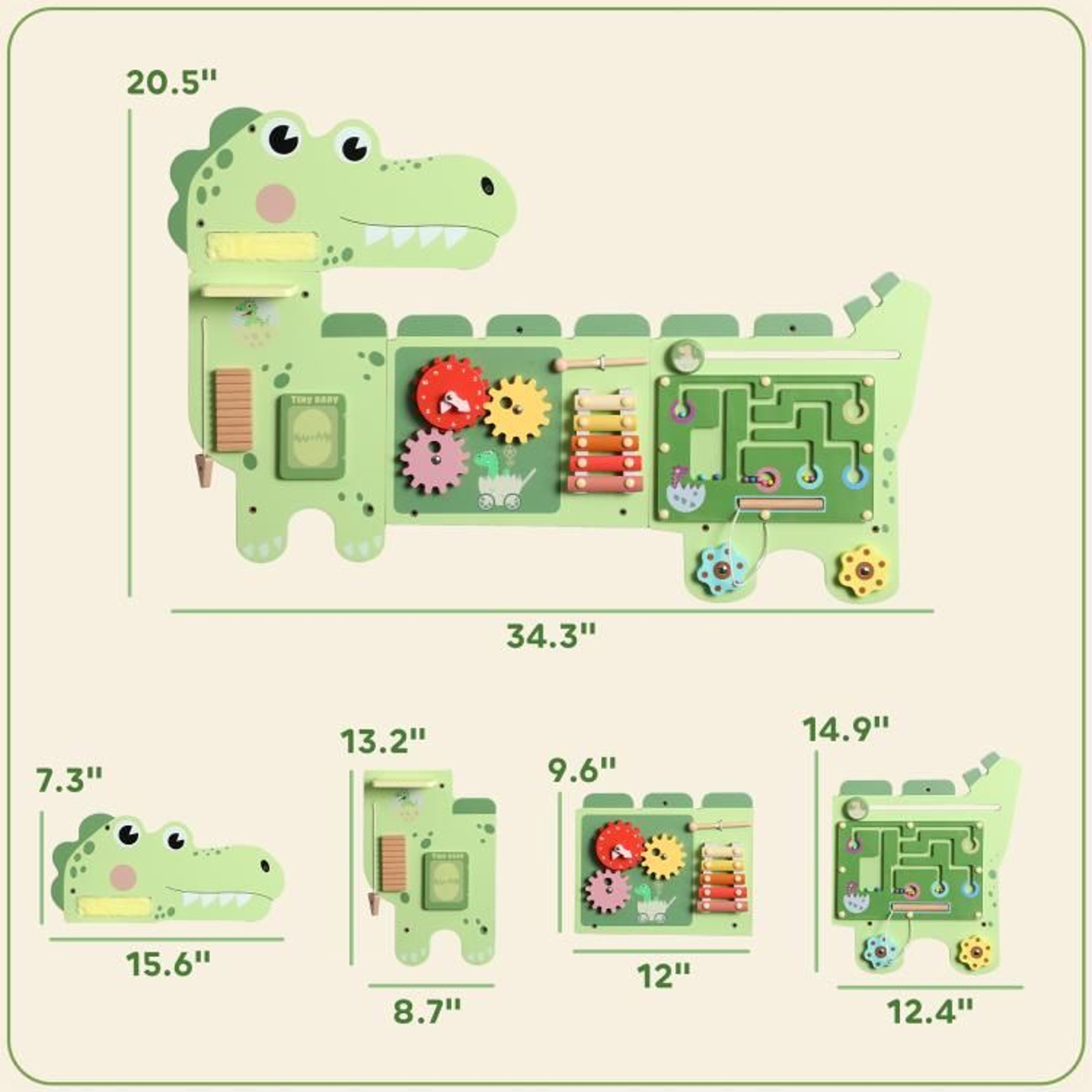 WallMounted Montessori Busy Board Dinosaur Sensory Activity Toy For Kids 4