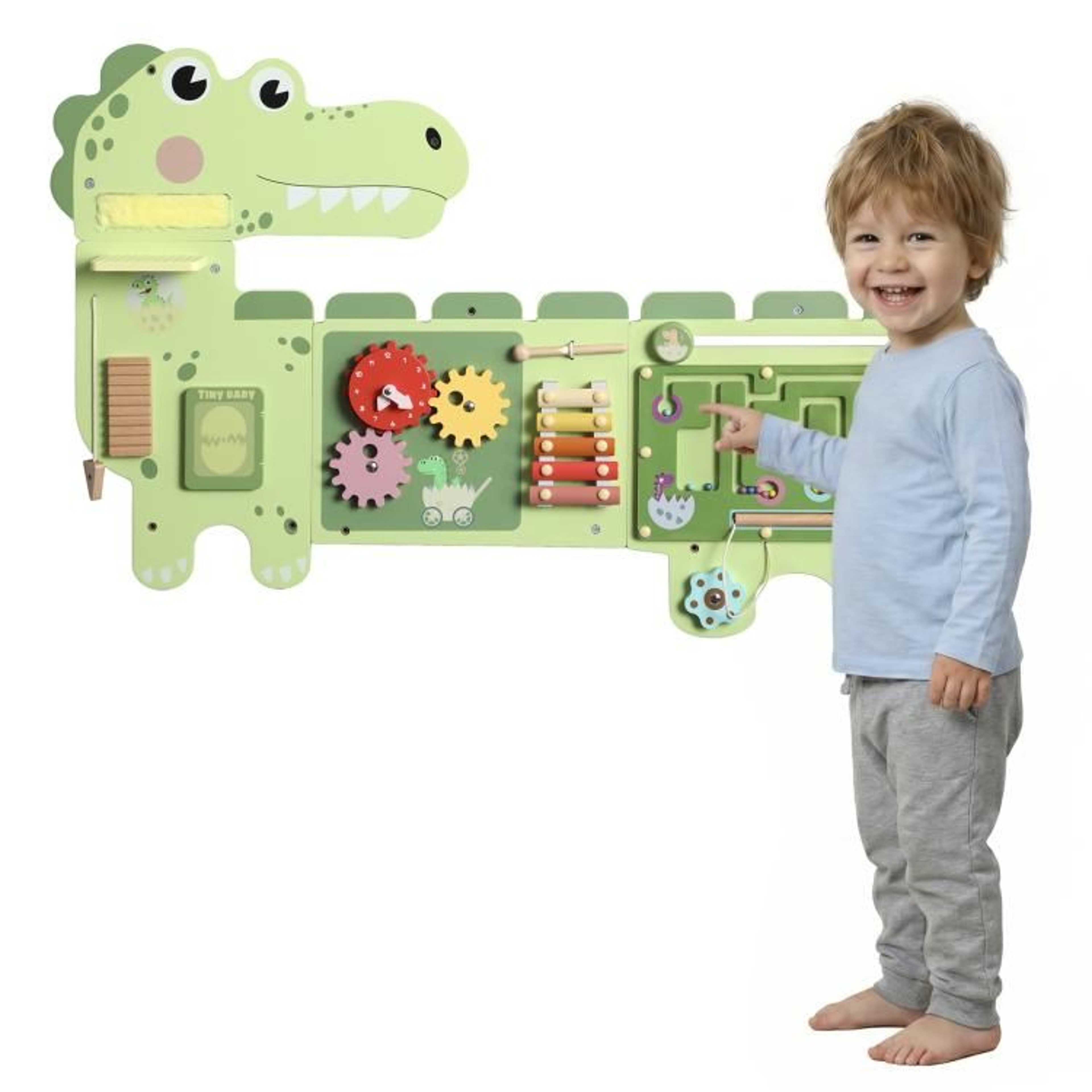 WallMounted Montessori Busy Board Dinosaur Sensory Activity Toy For Kids 0