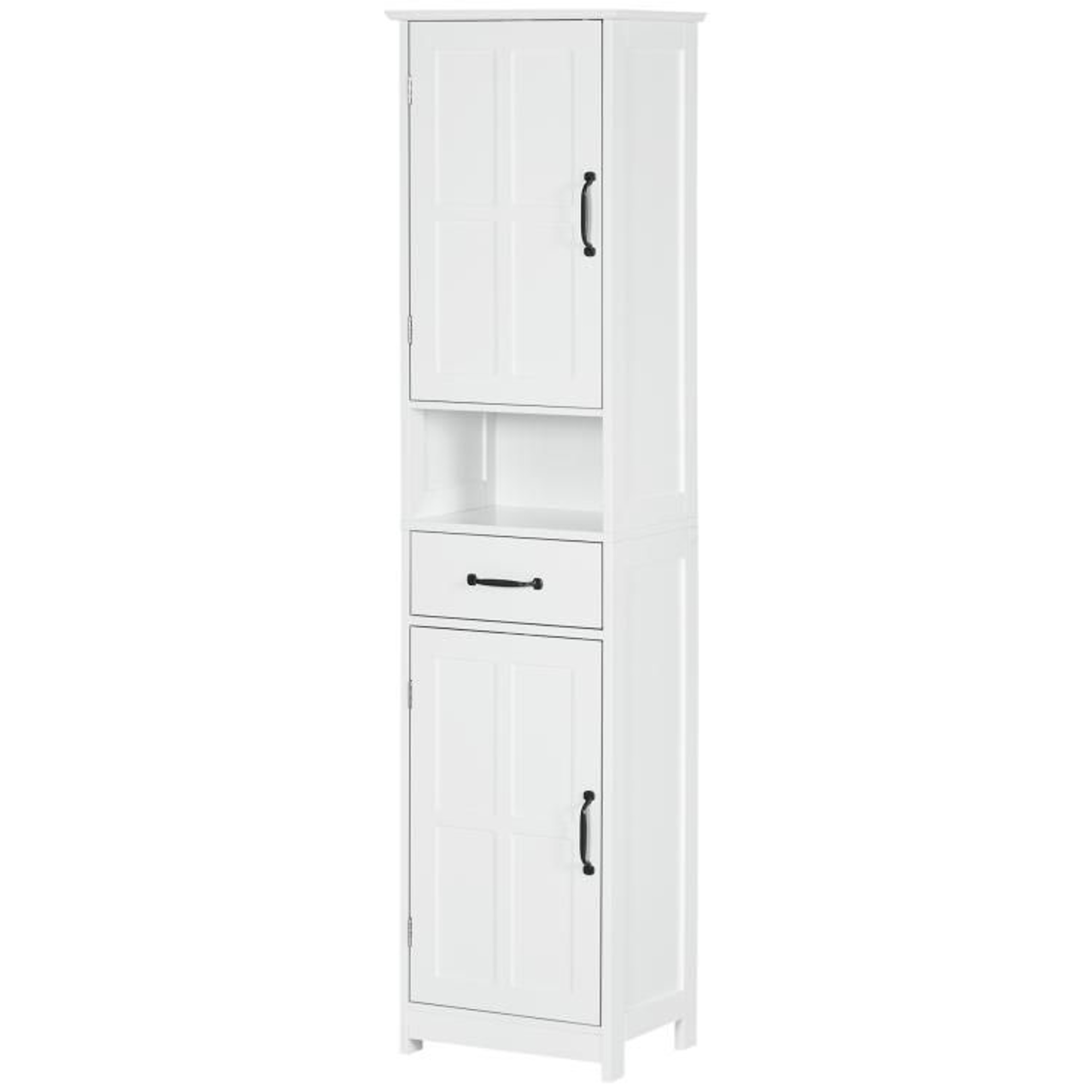 Narrow Bathroom Storage Cabinet With Drawer And Adjustable Shelves In White 0