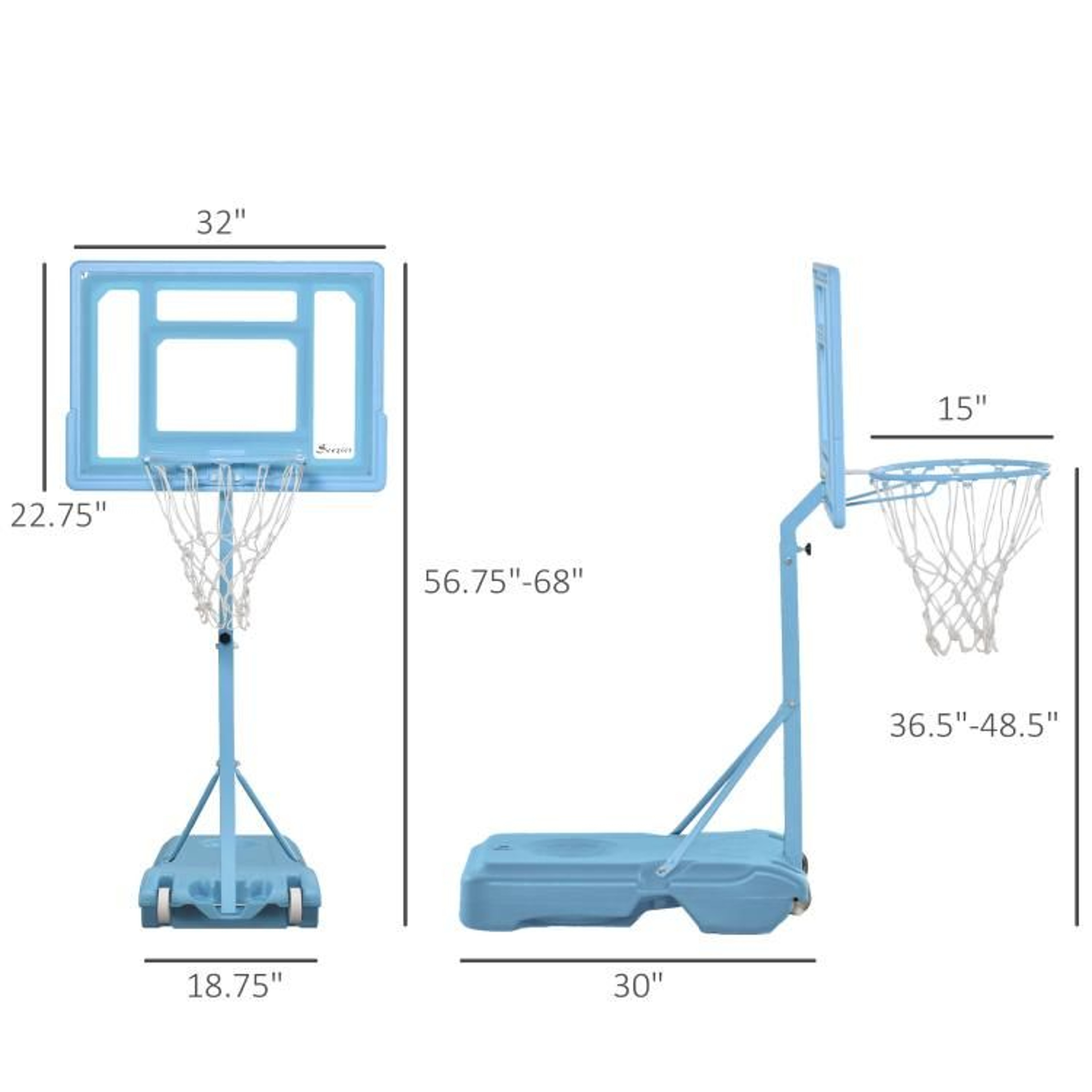 Adjustable Poolside Basketball Hoop Stand With Portable Base  White 4
