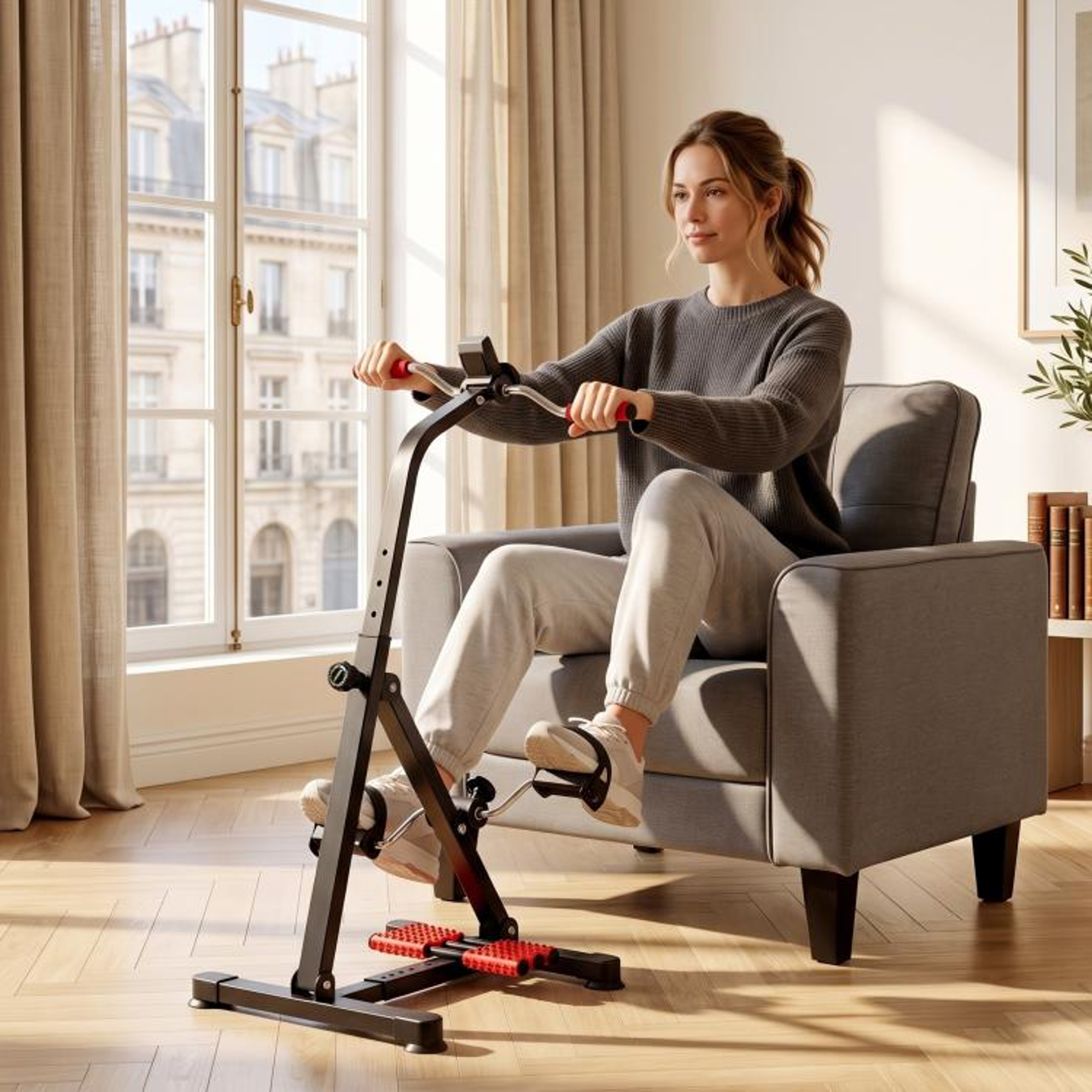 Adjustable Pedal Exerciser For Seniors With LCD Display And Foot Massage Rollers 3