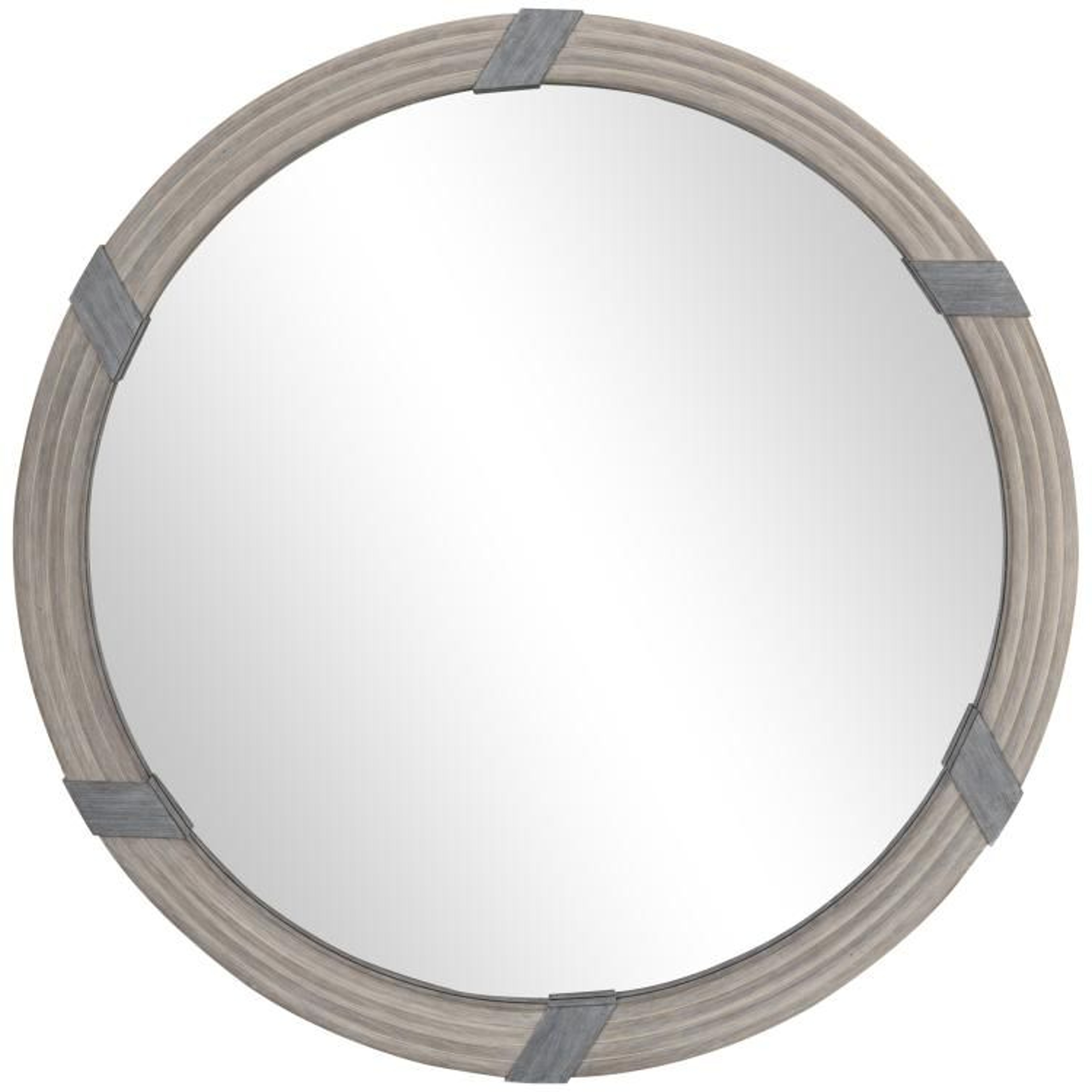 3075Inch Round Wood Wall Mirror With Natural FarmhouseStyle Frame 0