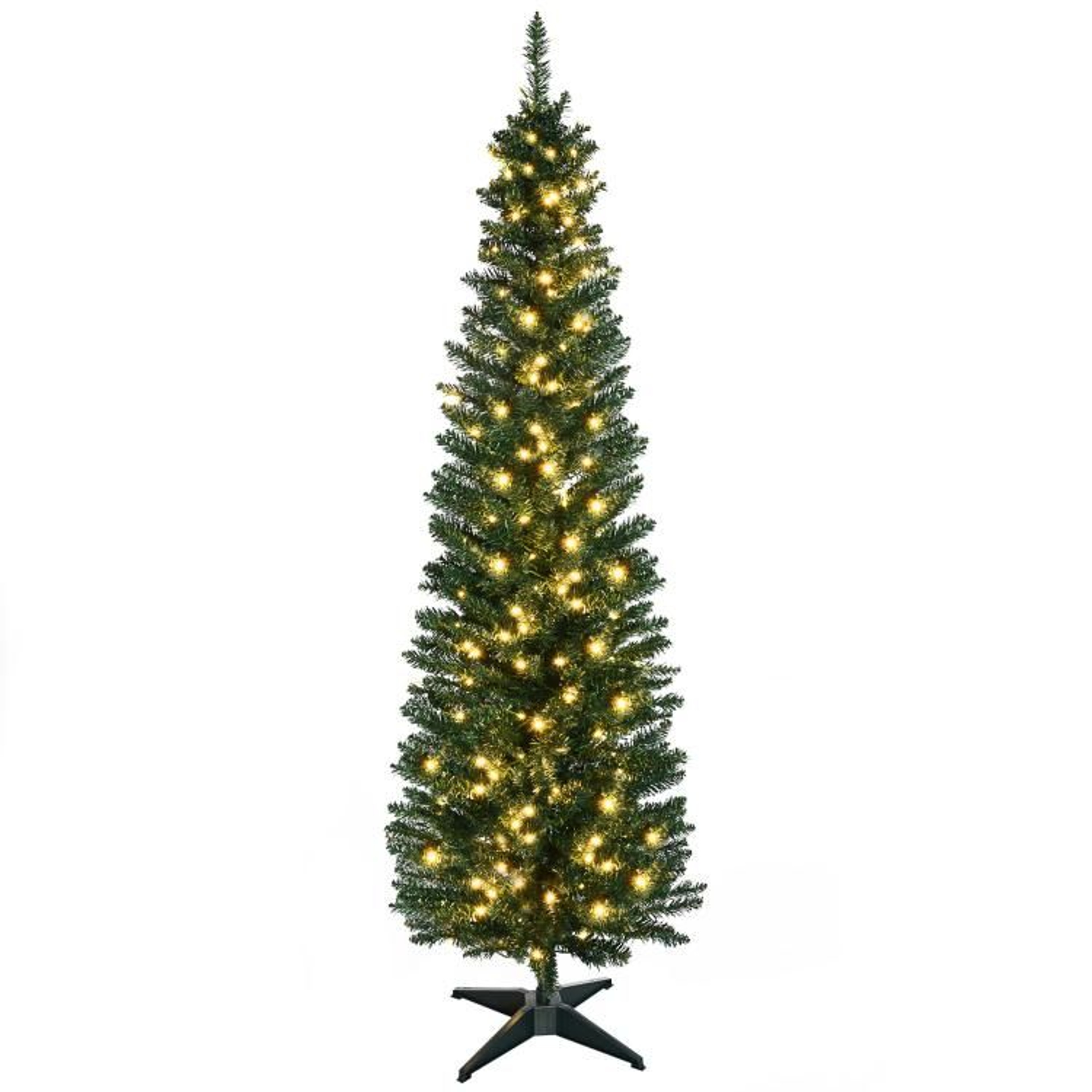 6 Ft PreLit Slim Pencil Christmas Tree With 200 Warm White LED Lights 1