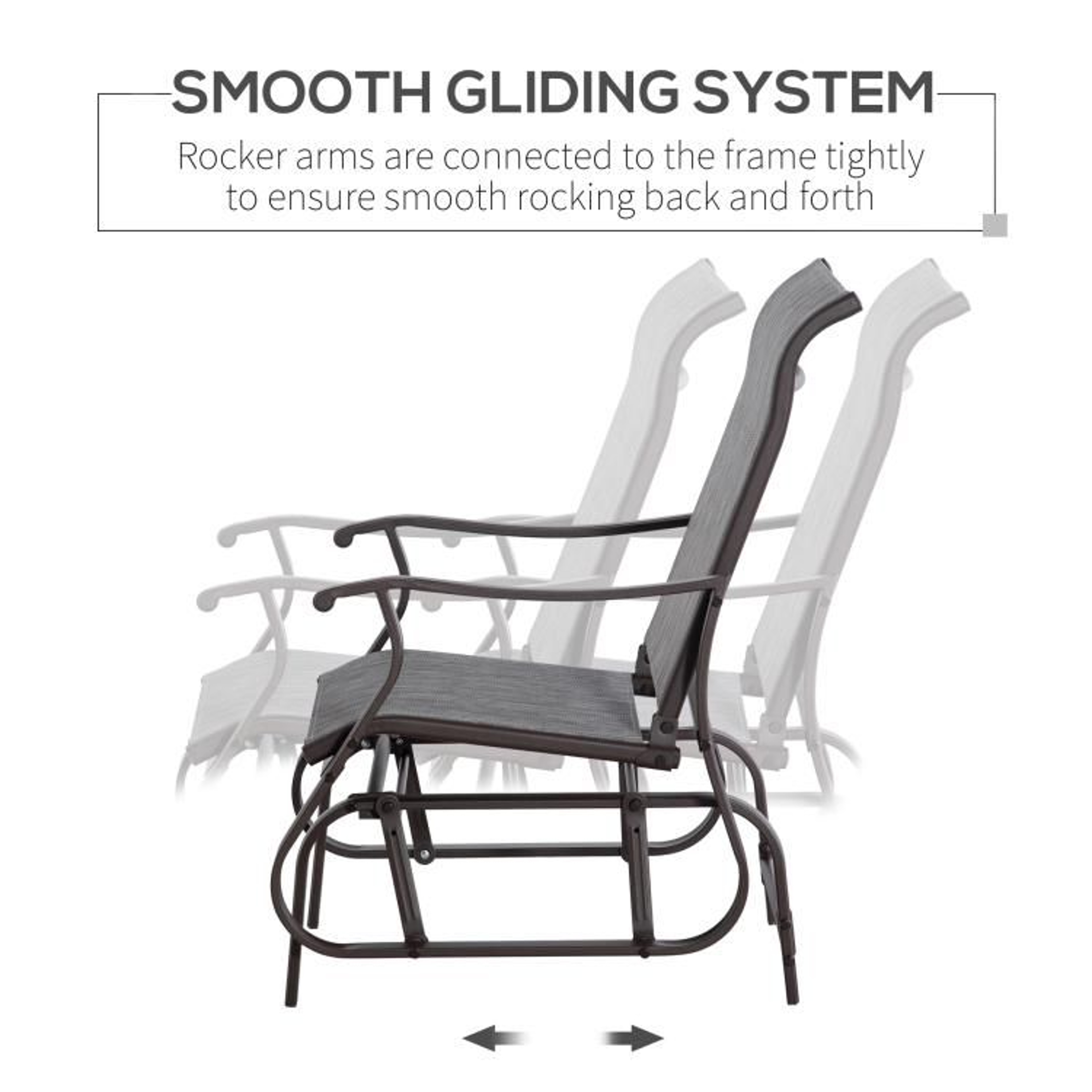Outdoor Glider Chair With Steel Frame And Breathable Mesh Seat  Gray 5