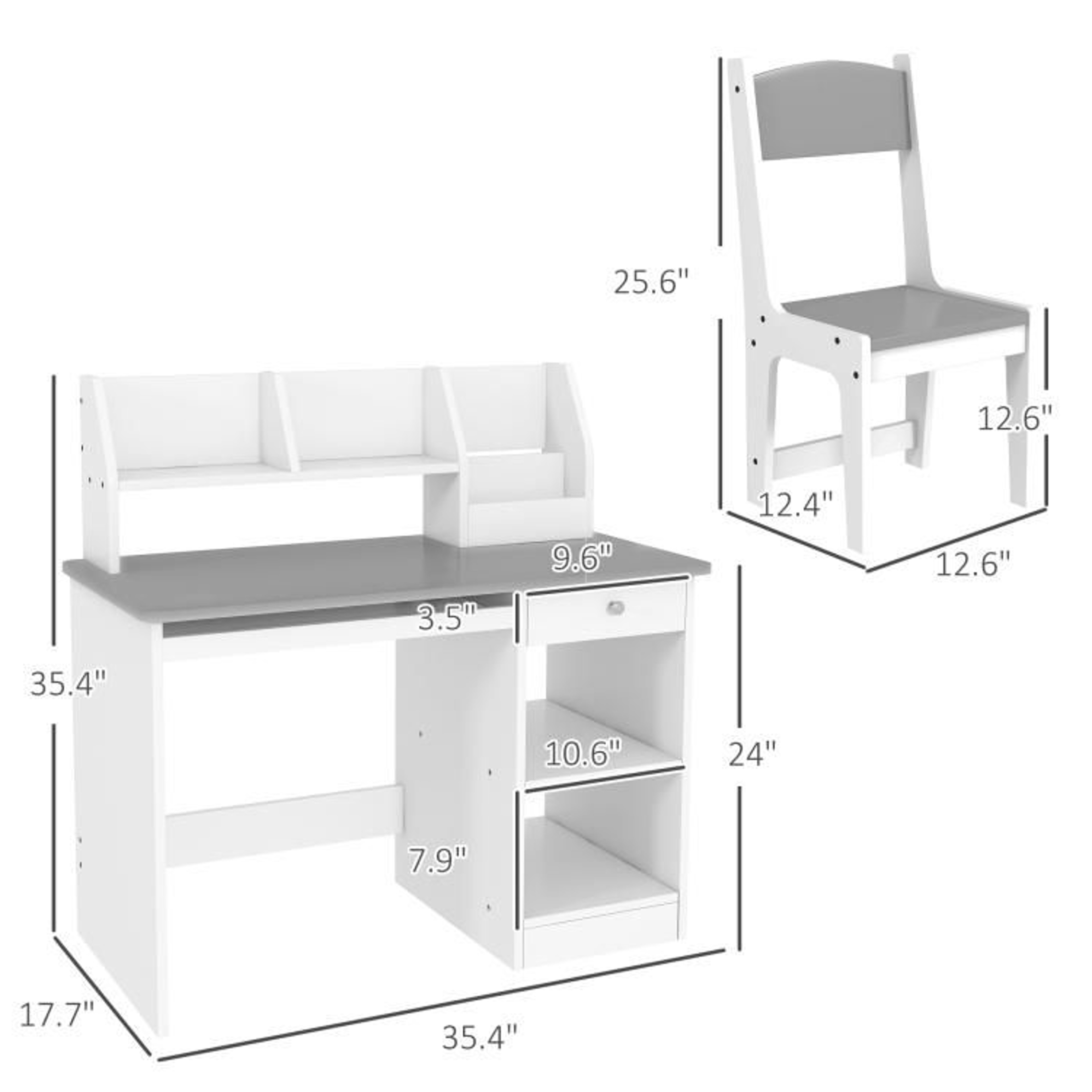 Kids Study Desk And Chair Set With Storage For Ages 58  Gray 4