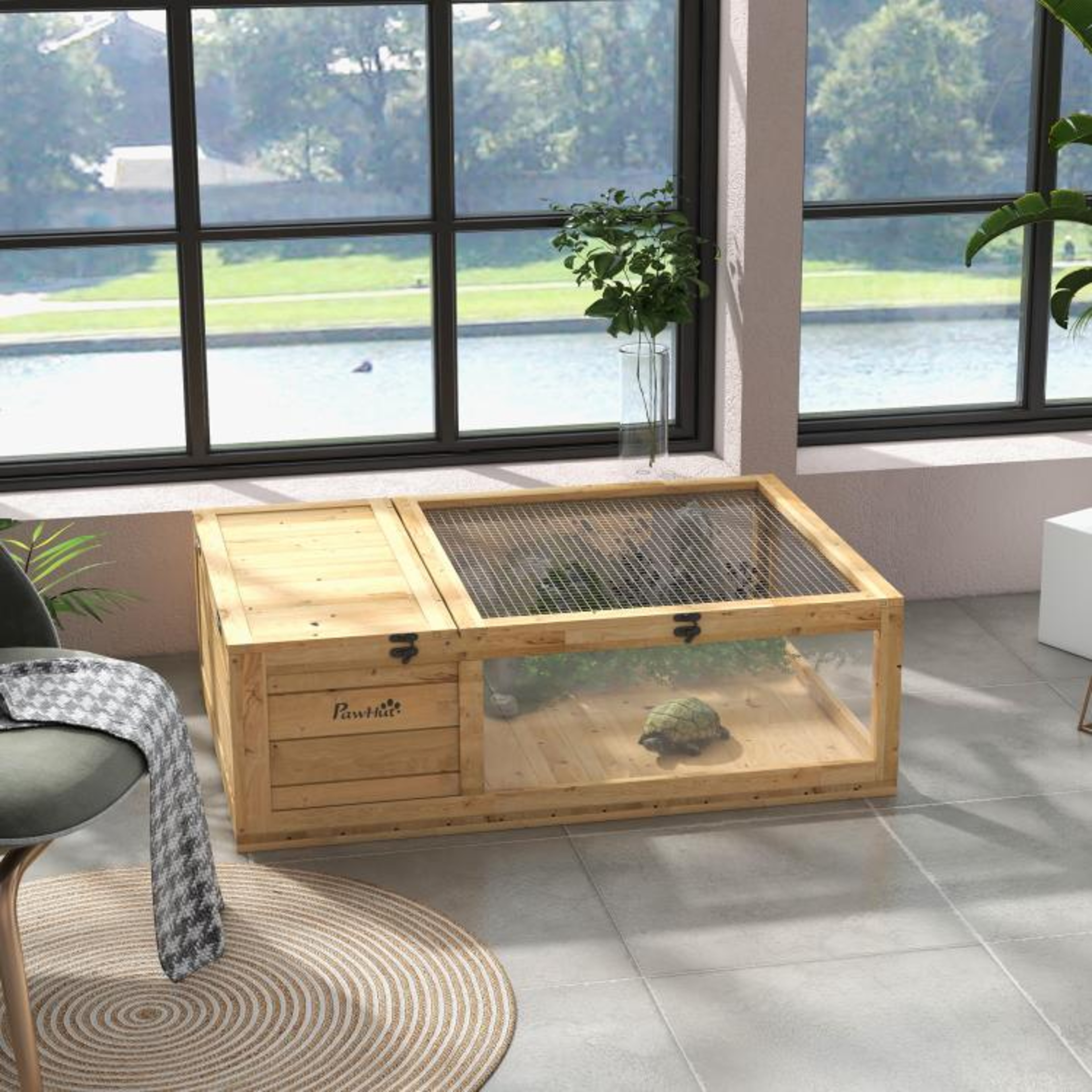 Wooden Turtle Habitat With Top Access And Expandable Side Panels 2