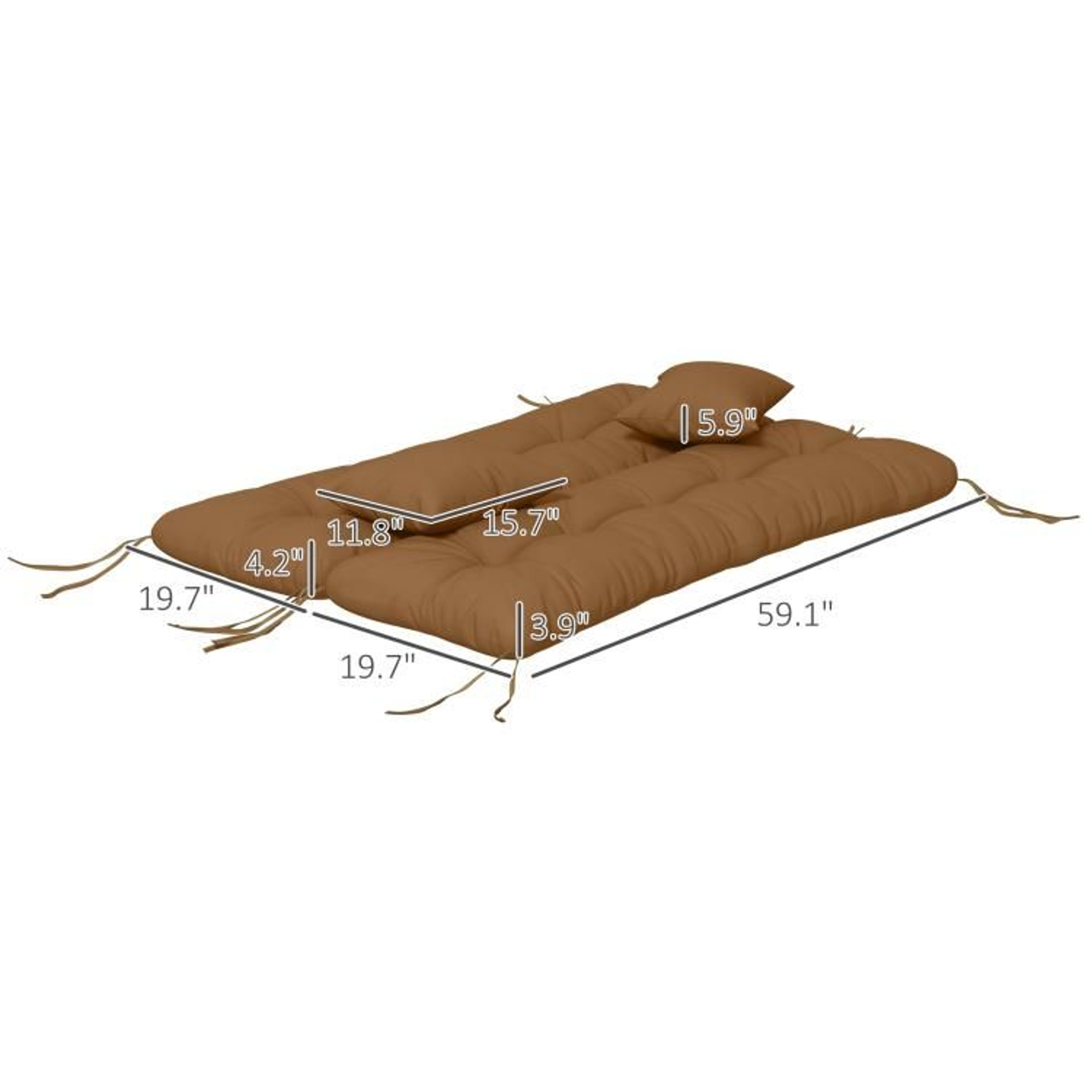 59Inch Outdoor Bench Cushion Set With Tufted Seat Back Cushion And 2 Pillows  Tan 4