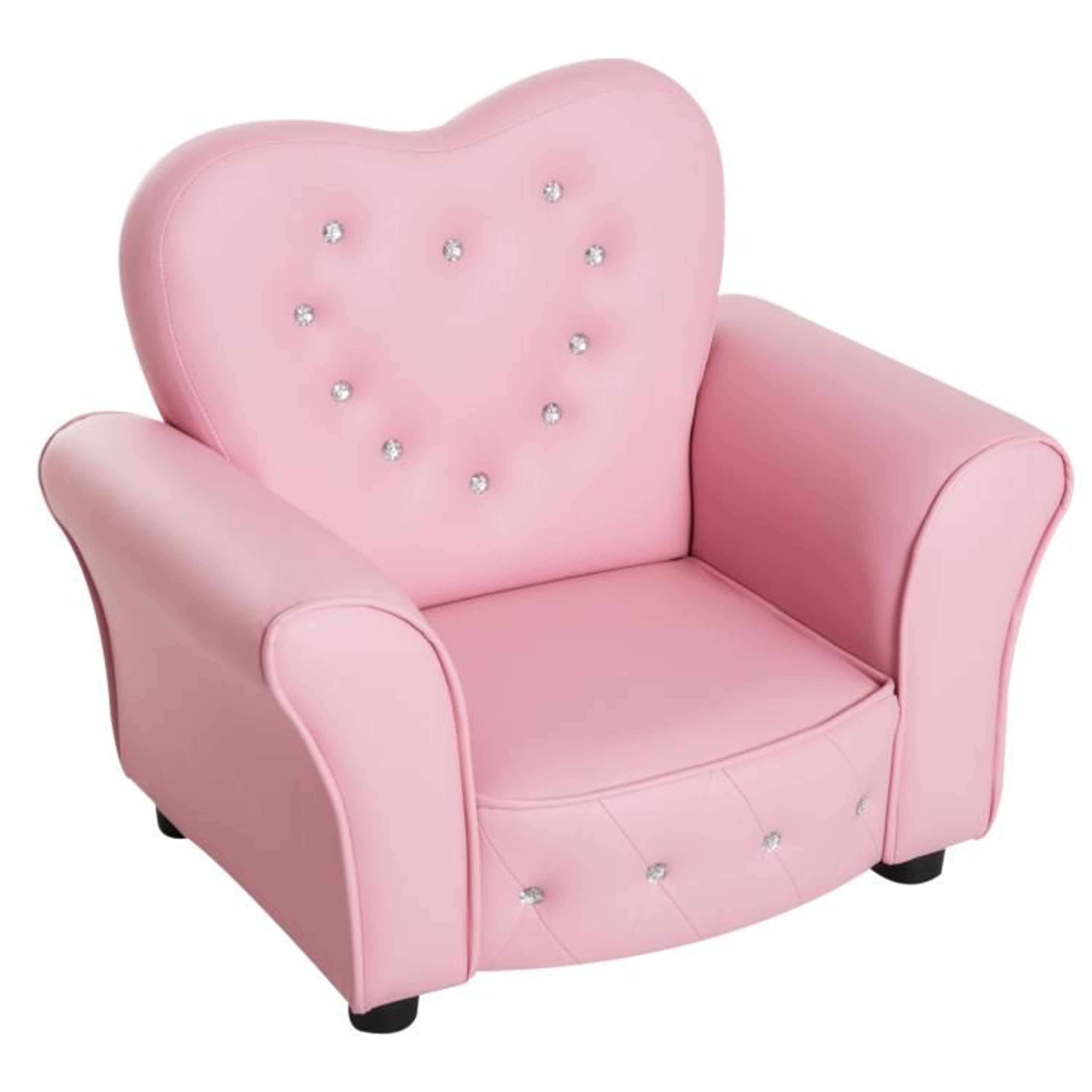 Kids Princess Sofa Chair With Pink Tufted Upholstery And Diamond Accents 1