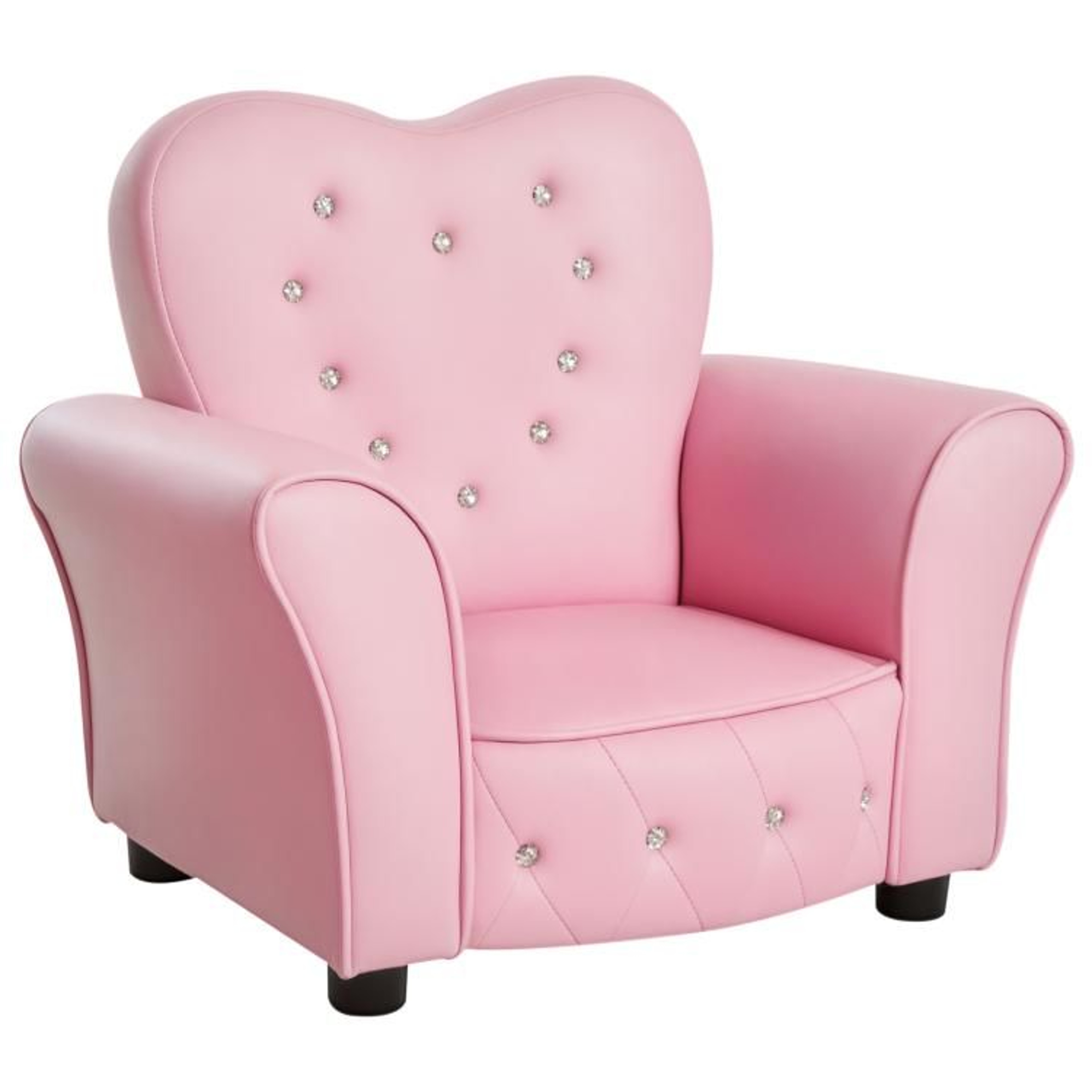 Kids Princess Sofa Chair With Pink Tufted Upholstery And Diamond Accents 0