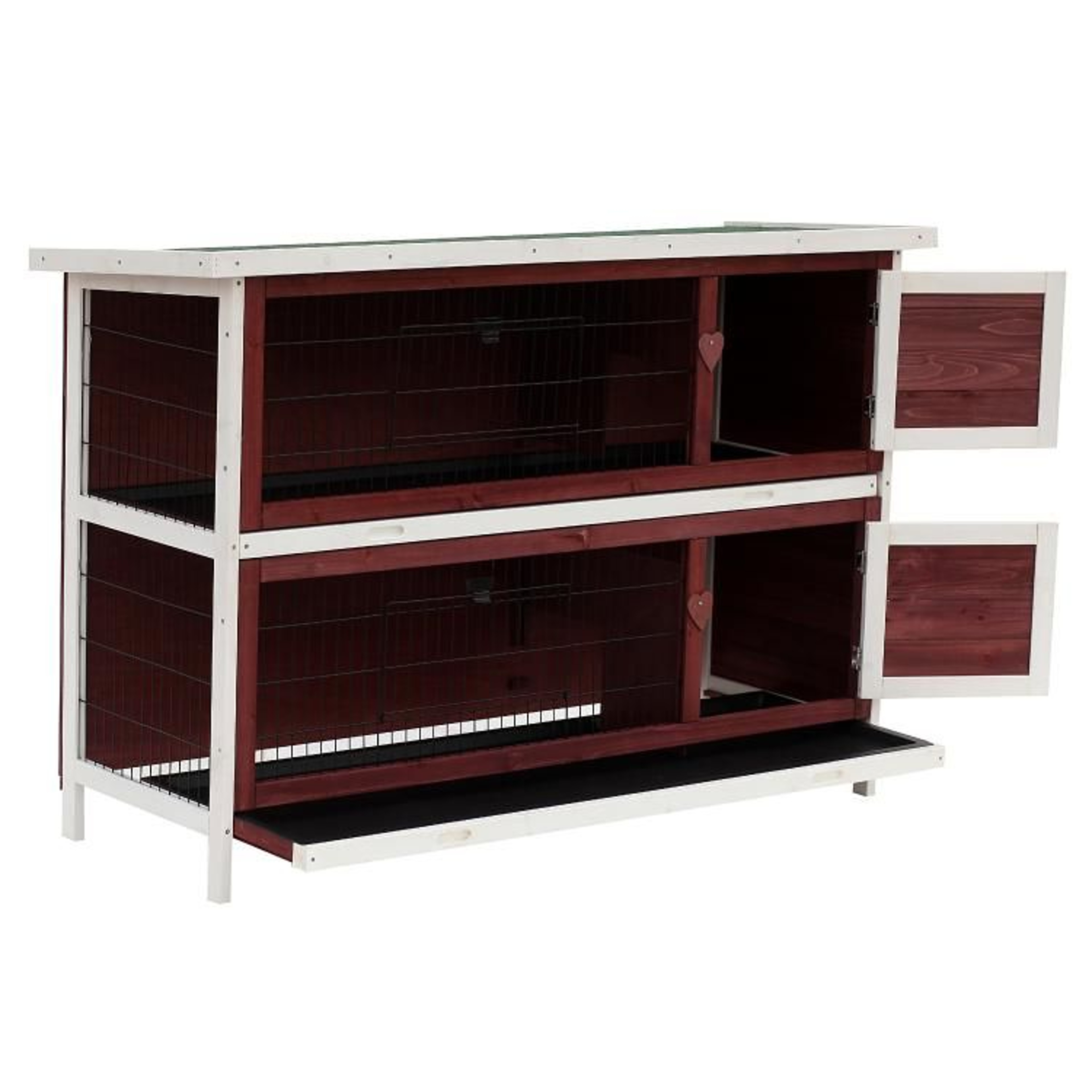 54Inch TwoStory Outdoor Wooden Rabbit Hutch With Enclosed Run And PullOut Trays 1