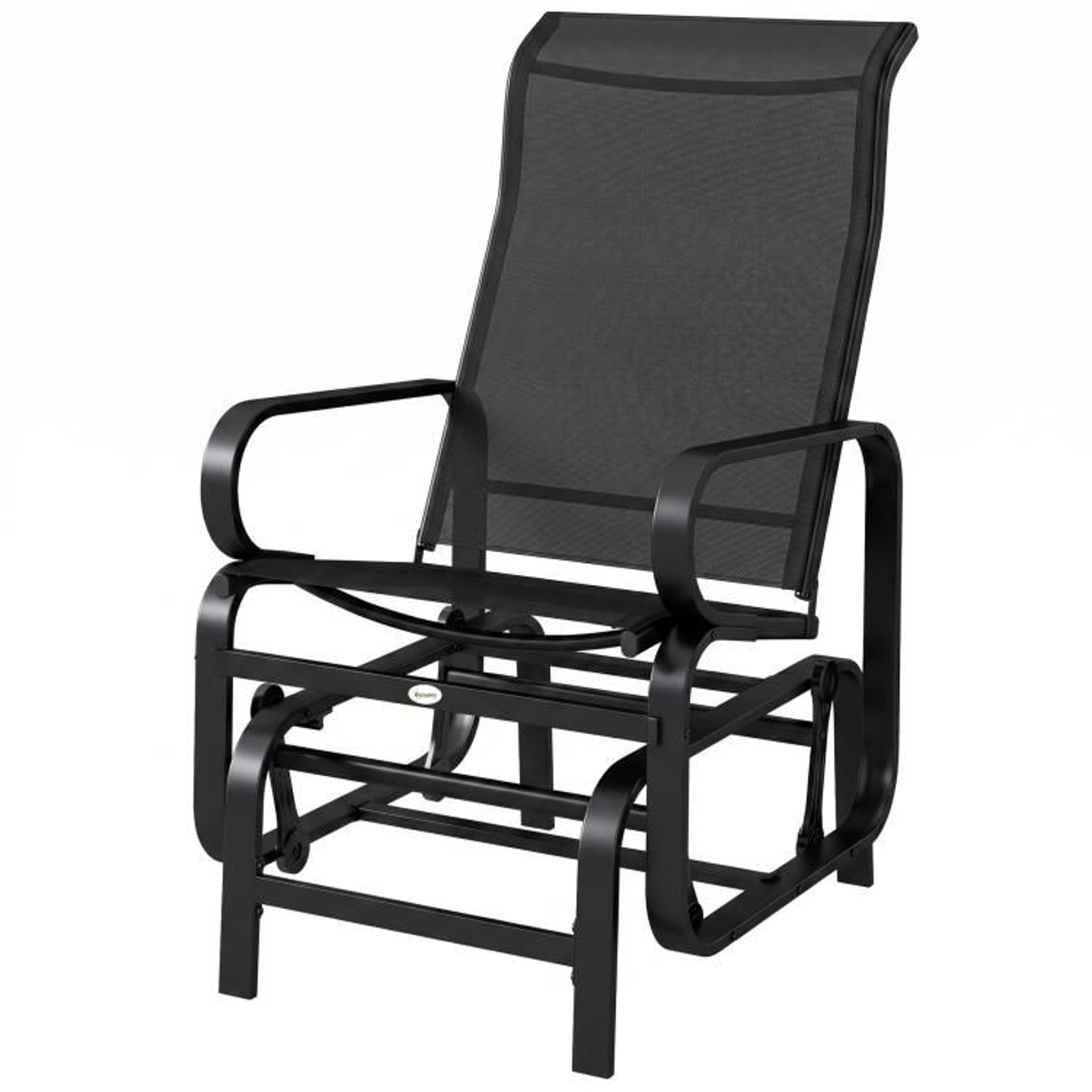 Outdoor Glider Chair With Breathable Mesh Seat And Steel Frame Black 1
