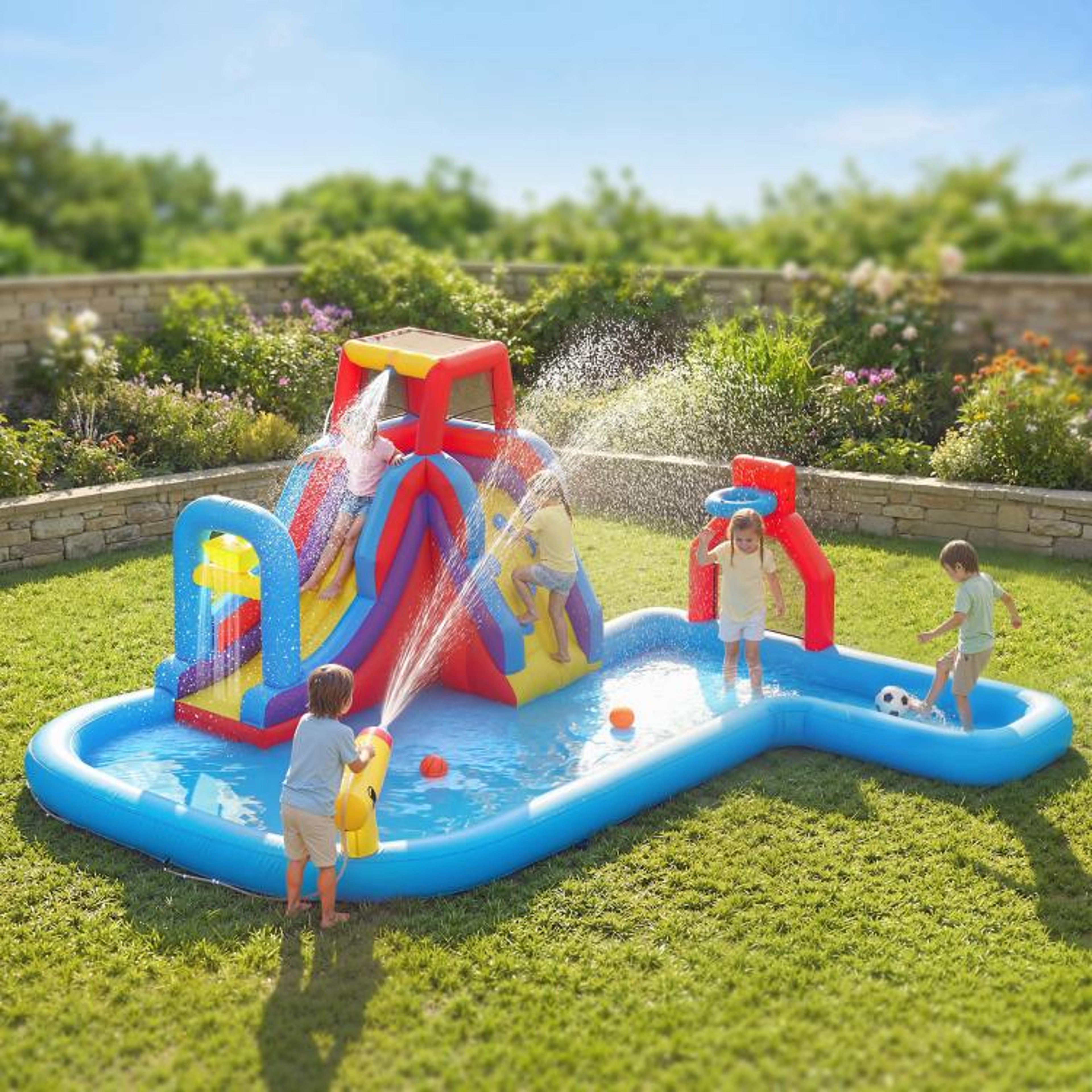 6in1 Inflatable Water Slide Bounce House With Splash Pool And 480W Blower 2