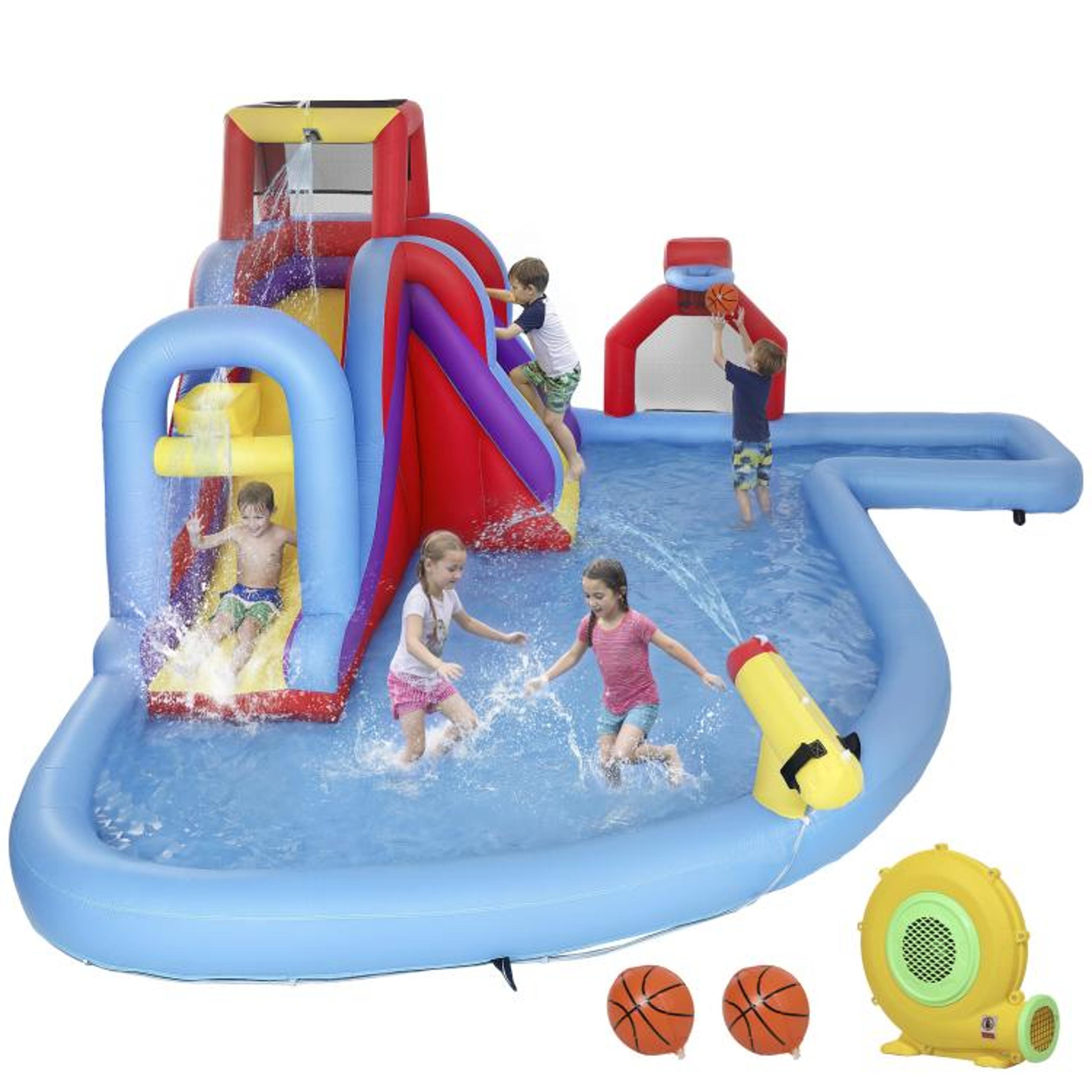 6in1 Inflatable Water Slide Bounce House With Splash Pool And 480W Blower 1