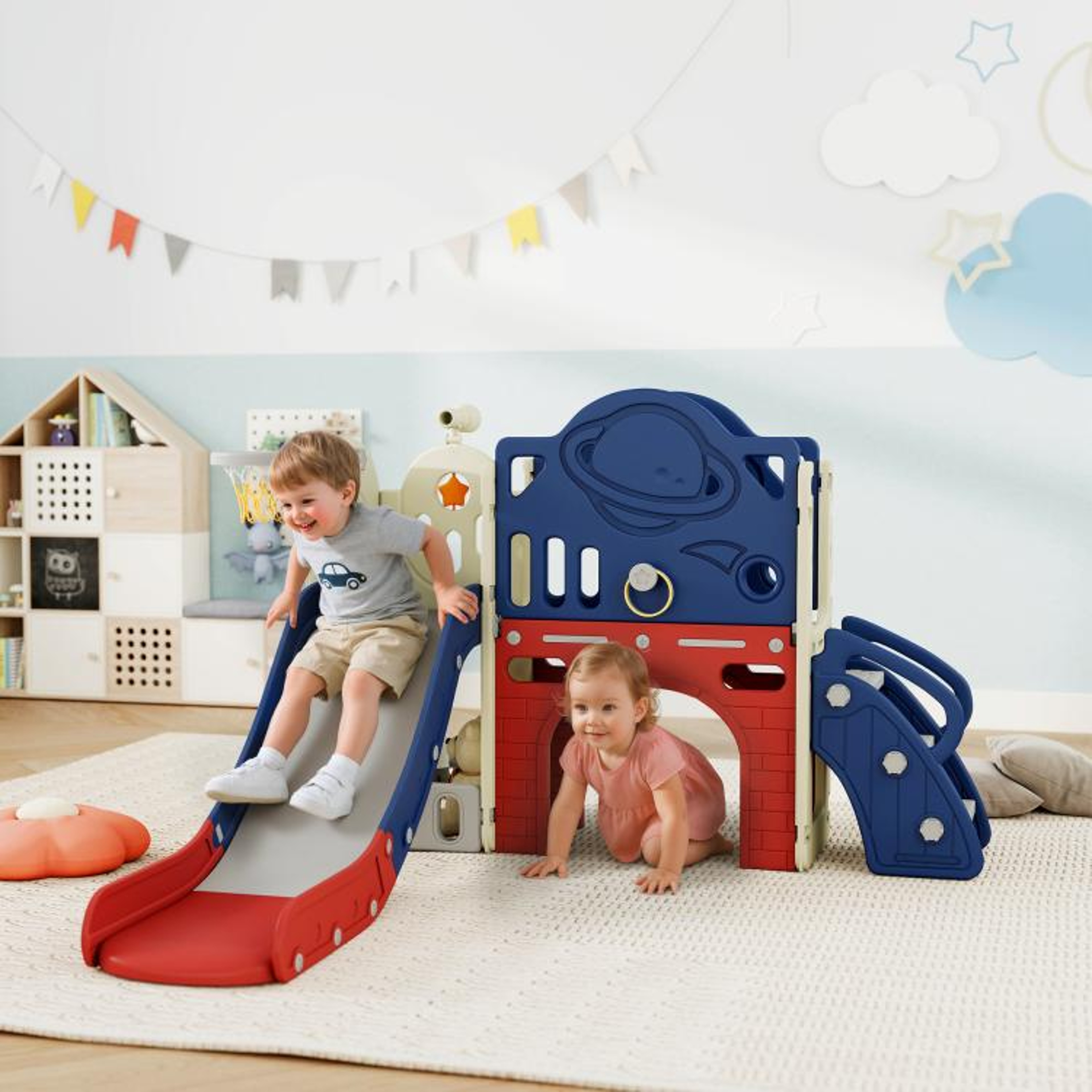 8in1 Toddler Slide Set With Basketball Hoop And Climber For Indoor Outdoor Play 3