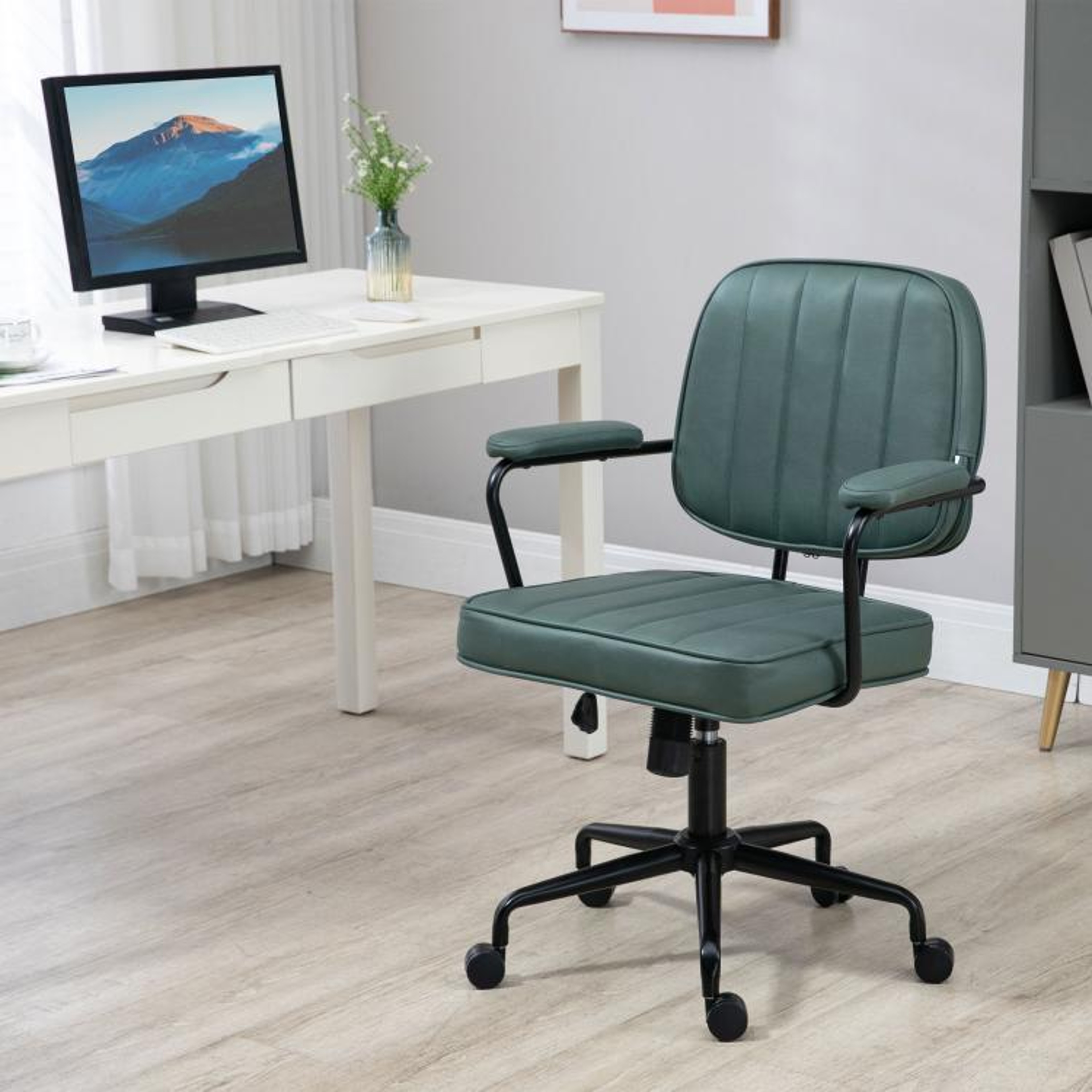 Green Home Office Desk Chair With Adjustable Height And Tilt Function 3