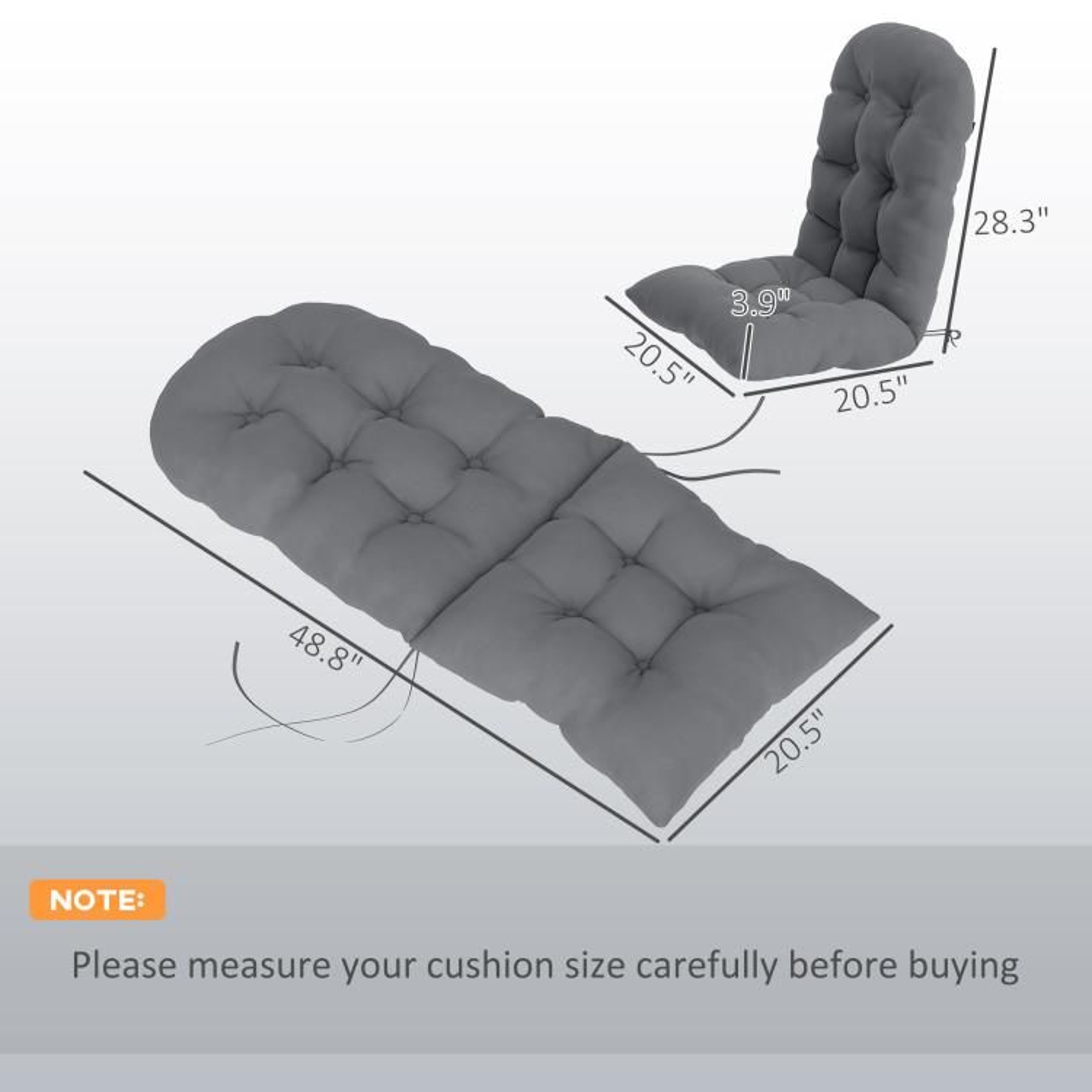 Adirondack Chair Cushions Set Of 2  Tufted High Back NonSlip Patio Cushions In Gray 4