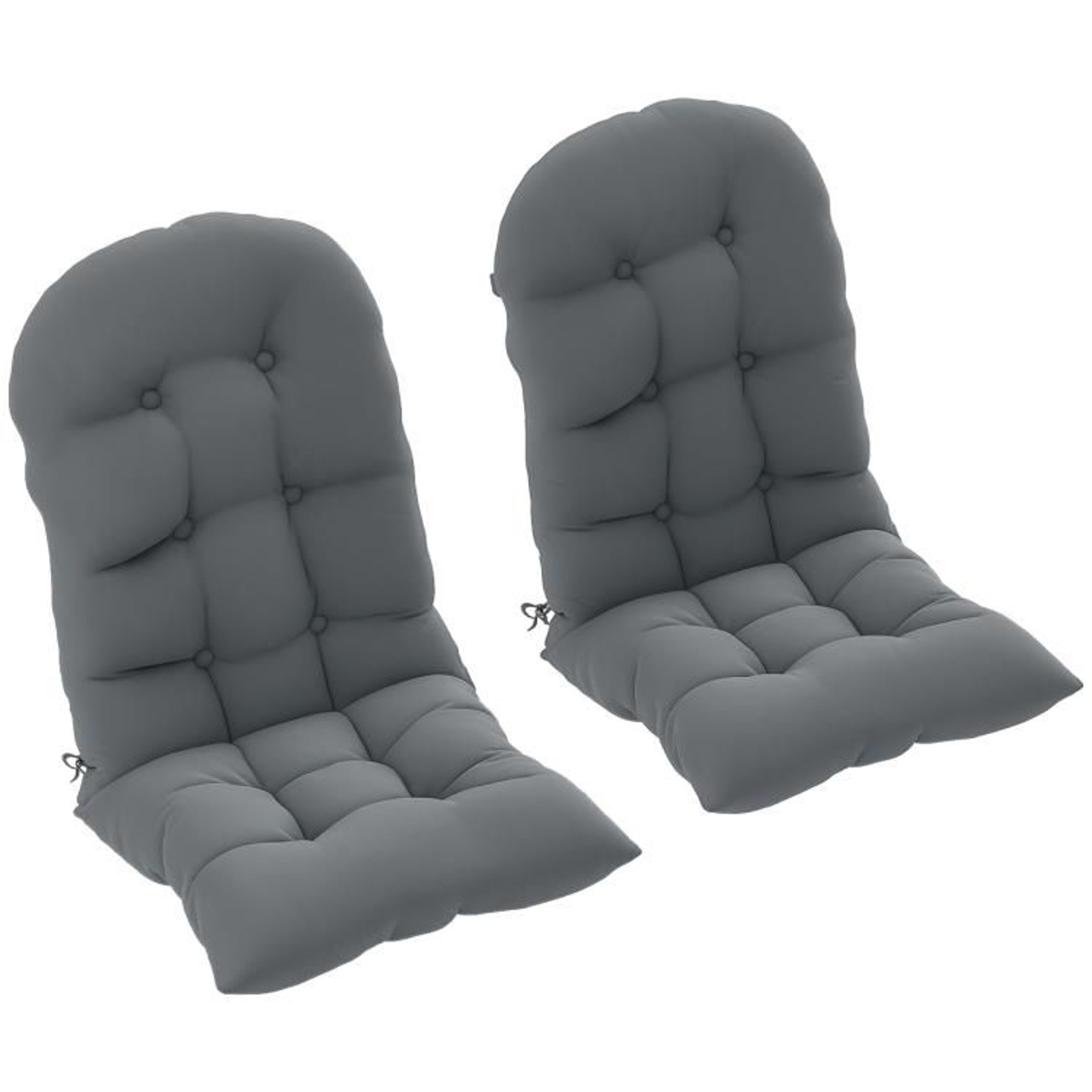 Adirondack Chair Cushions Set Of 2  Tufted High Back NonSlip Patio Cushions In Gray 0