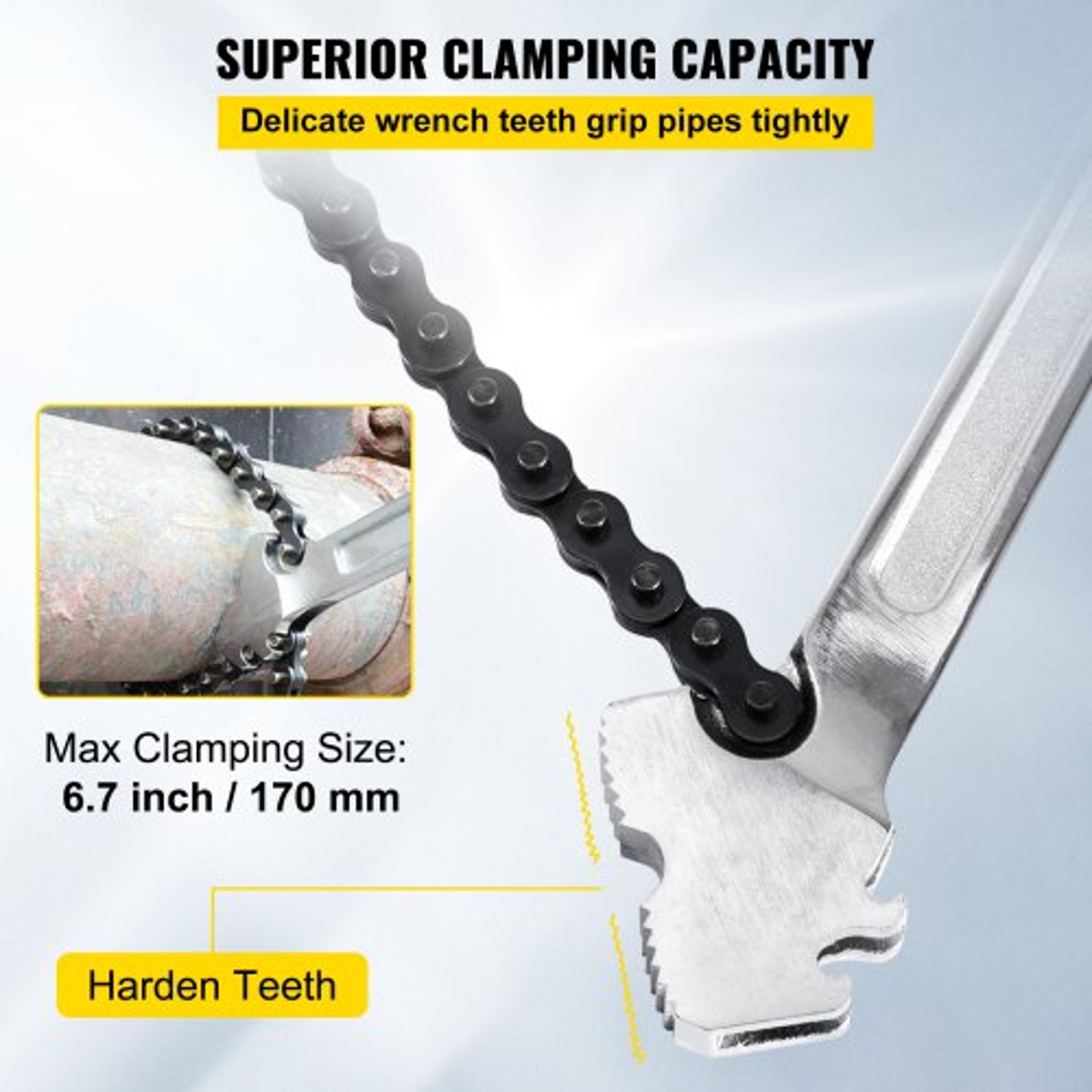 Heavy Duty Chain Wrench Carbon Steel Chain Pipe Wrench With Max Clamping Industrial Chain Strap Fil 3