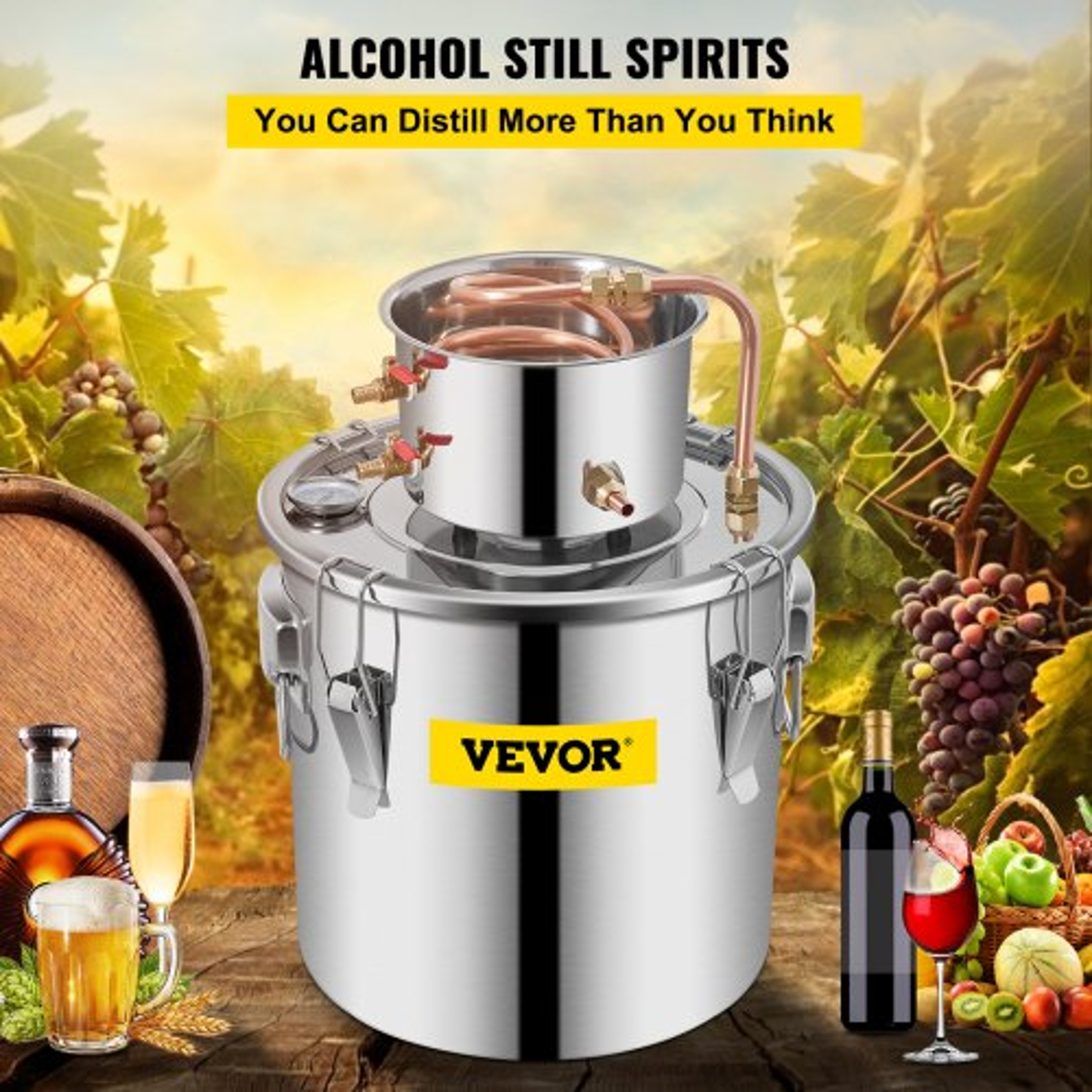 Moonshine Still Distillery Kit With Circulating Pump Stainless Steel Alcohol Still With Copper Tube 2