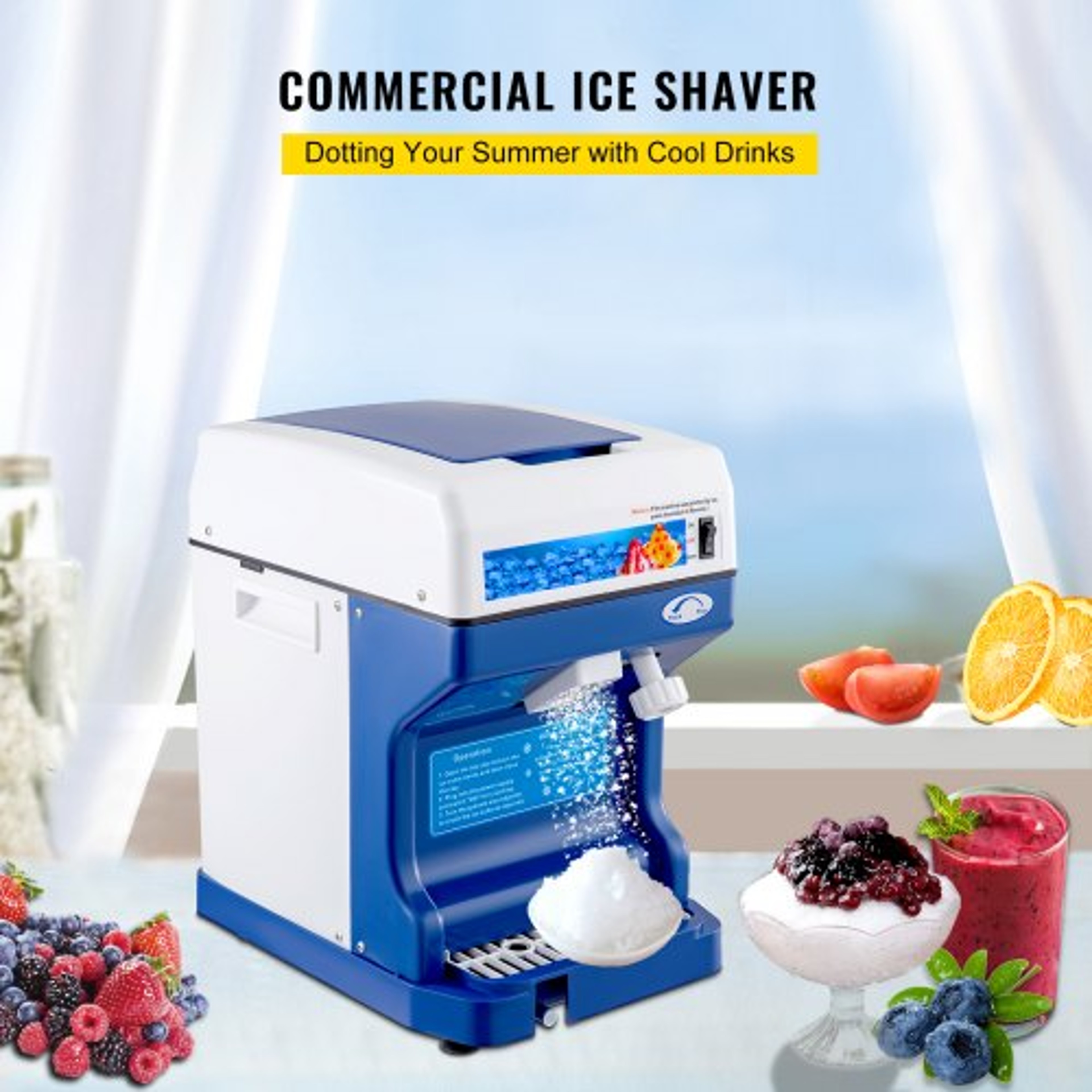 Electric Shaved Ice Machine, Commercial Ice Shaver & Snow Cone Maker Tabletop, Adjustable Ice Texture for Home – view 2