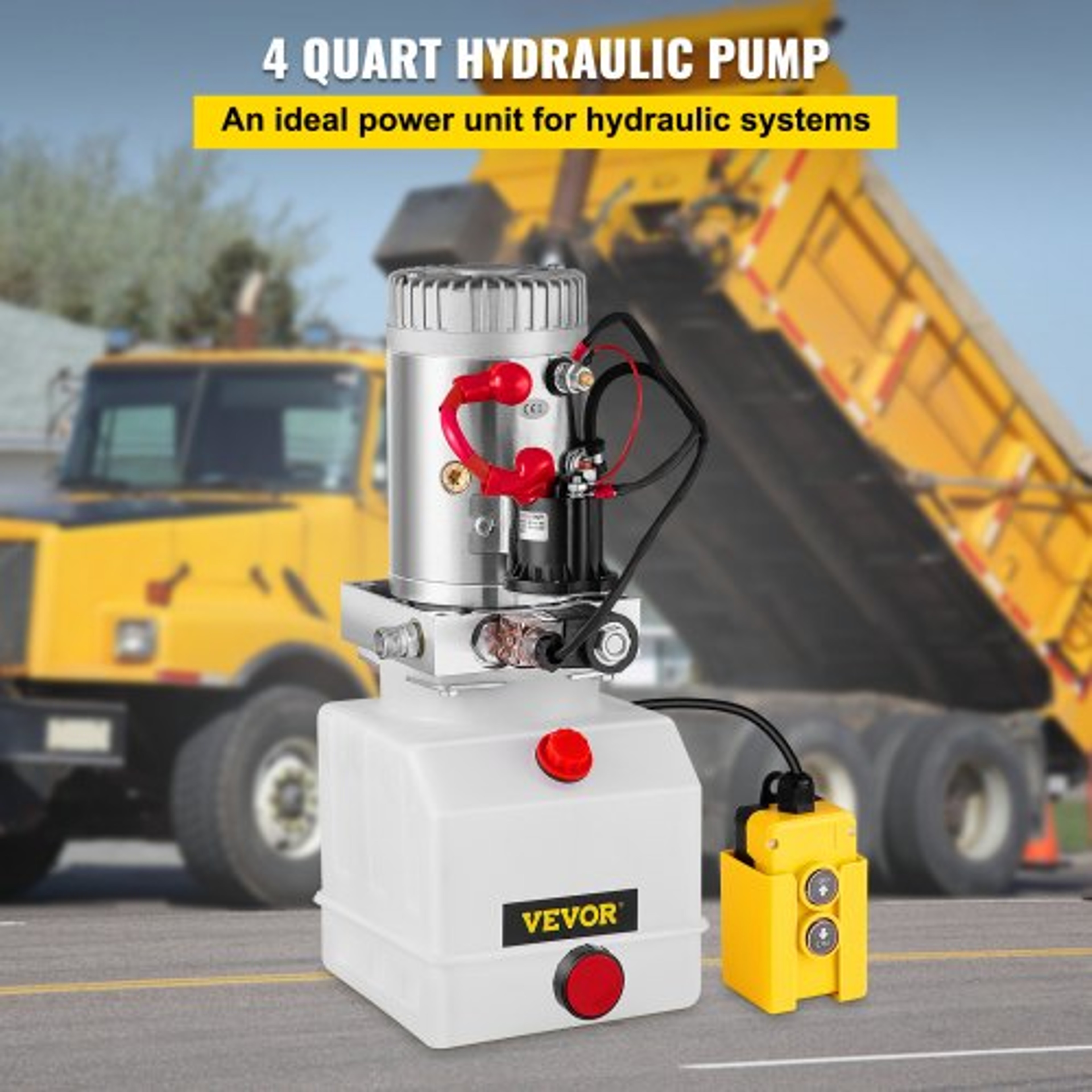 Quart Single Acting Hydraulic Pump For Dump Trailer DC Power Unit With Plastic Reservoir  Remote Un 2