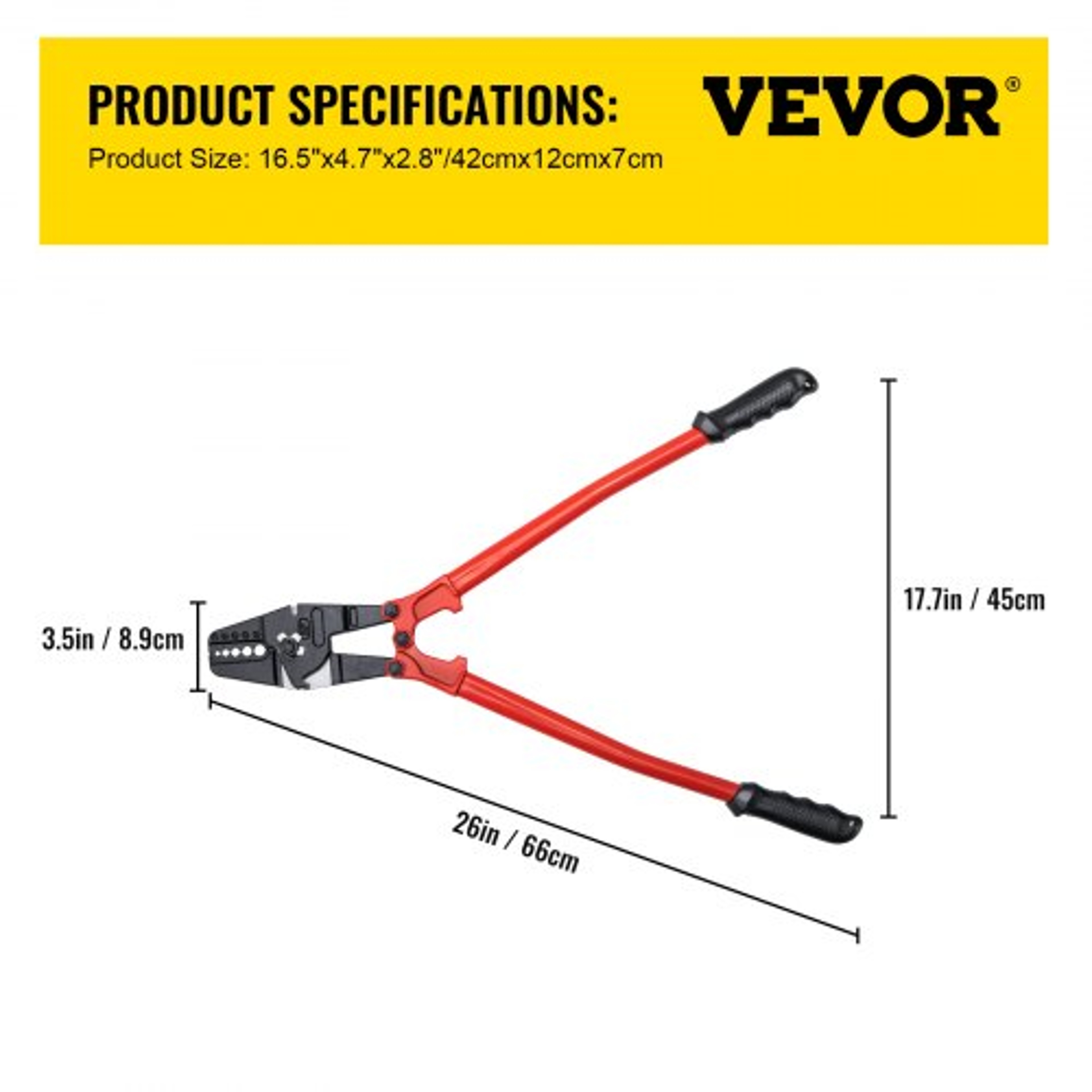 Hand Swager Crimper, Swaging Tool Cavity, Long Handle Wire Rope Crimping Tool for Copper & Aluminum Oval Stop Sleeves – view 7