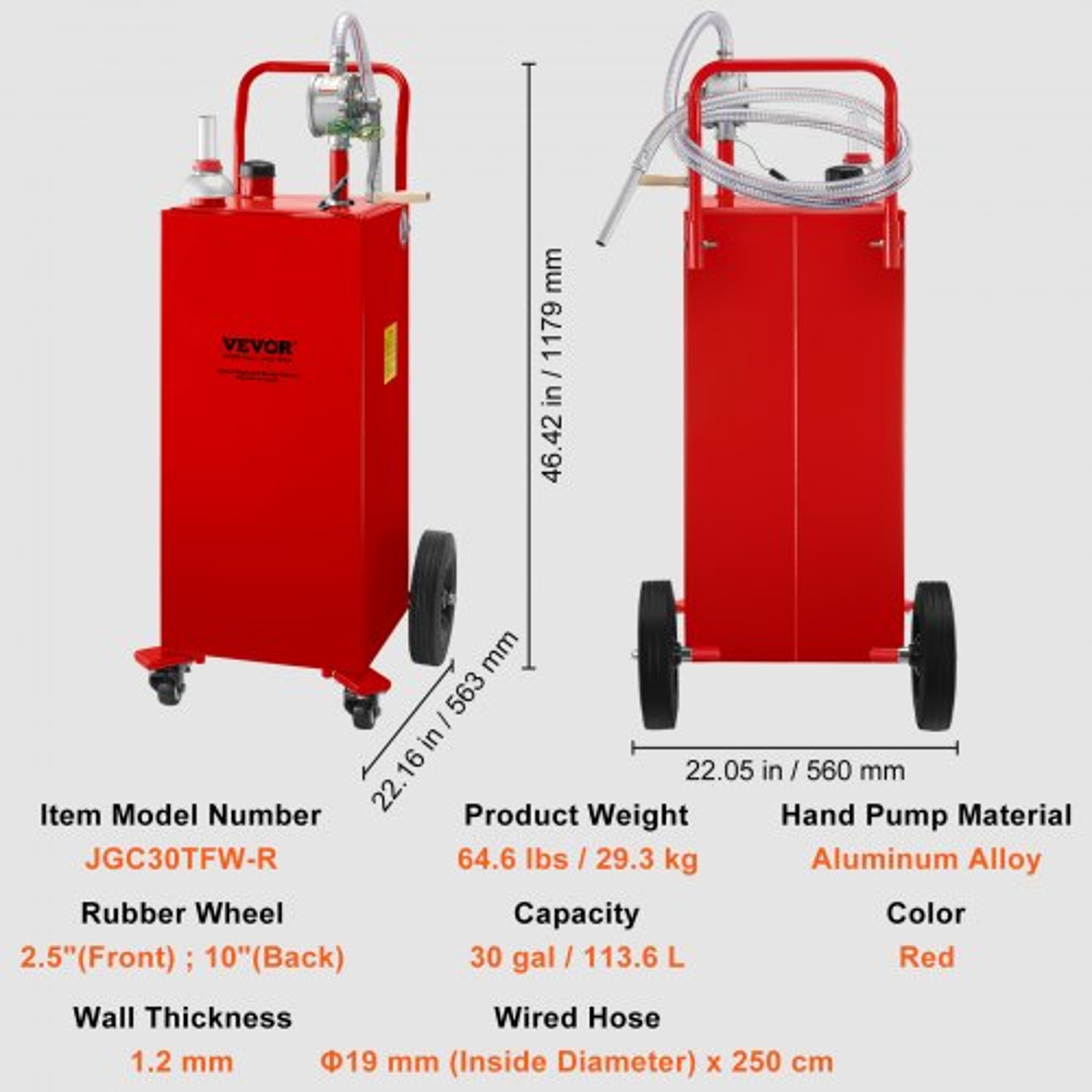 30 Gallon Fuel Caddy Gas Storage Tank With Manual Transfer Pump  4 Wheels Portable GasolineDiesel C 7