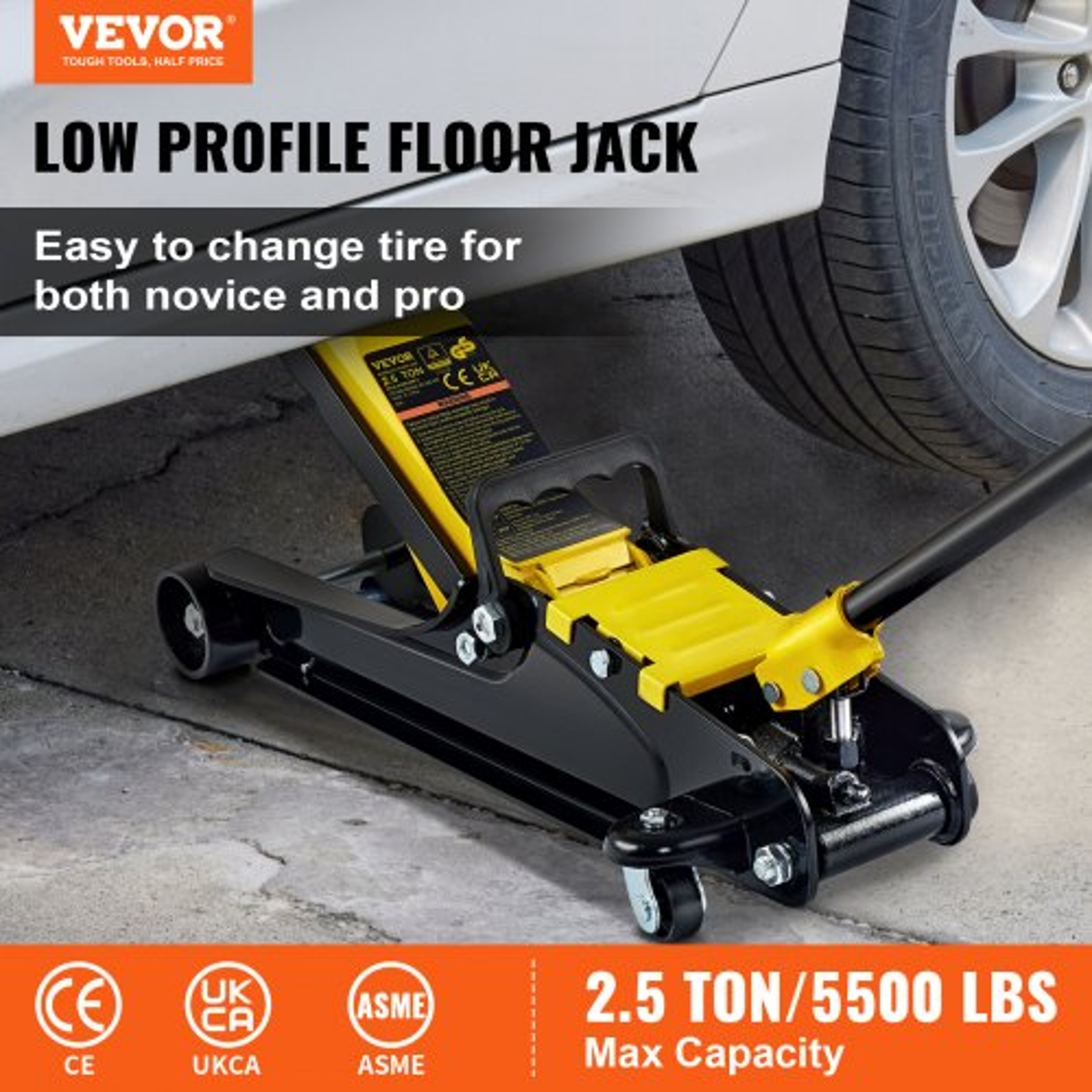 Heavyduty Steel Racing Floor Jack Low Profile Single Piston Lift Pump Floor Jack High Lifting Range 1