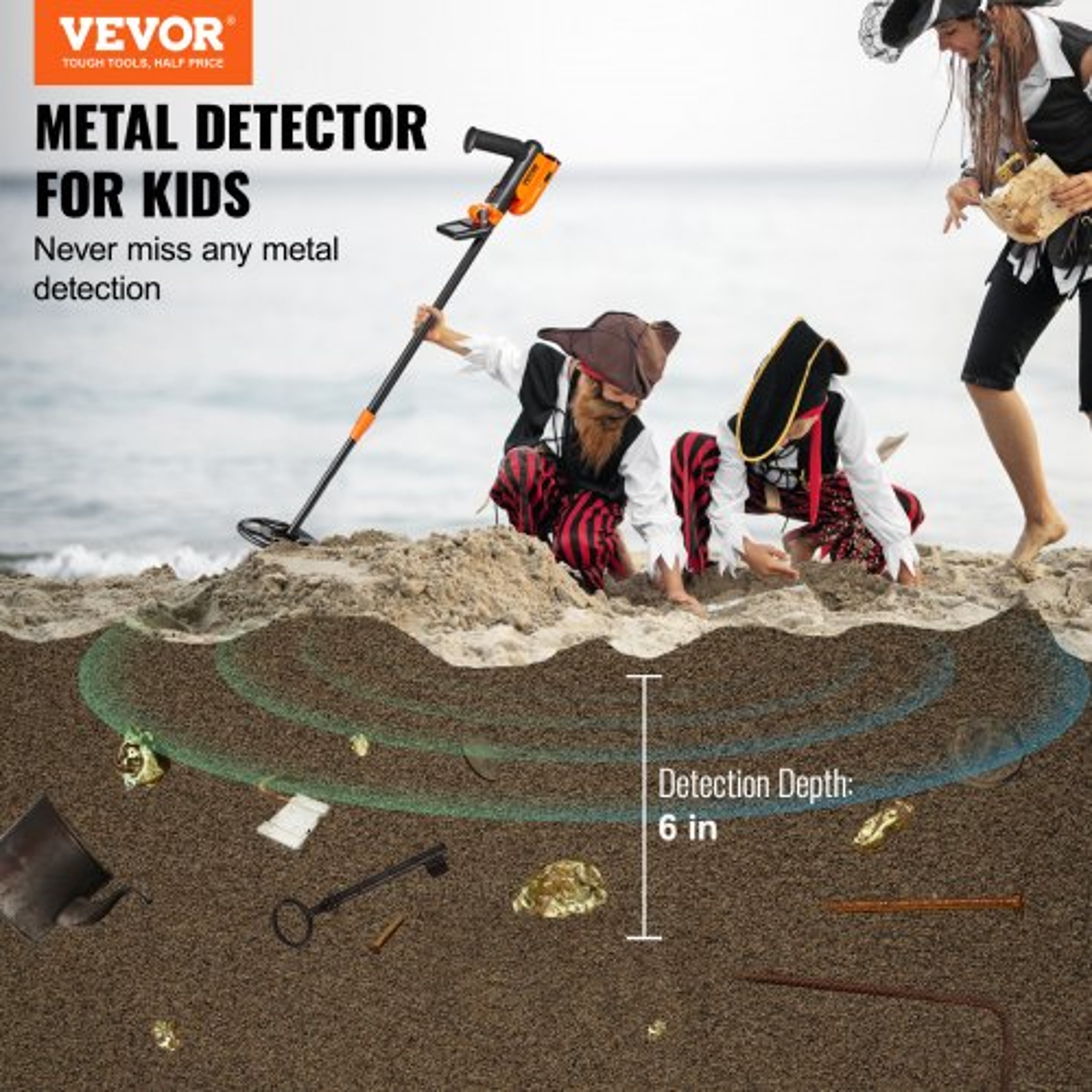 Junior Adventure Kids Metal Detector  Adjustable Waterproof Treasure Hunting Detector With LCD For  1