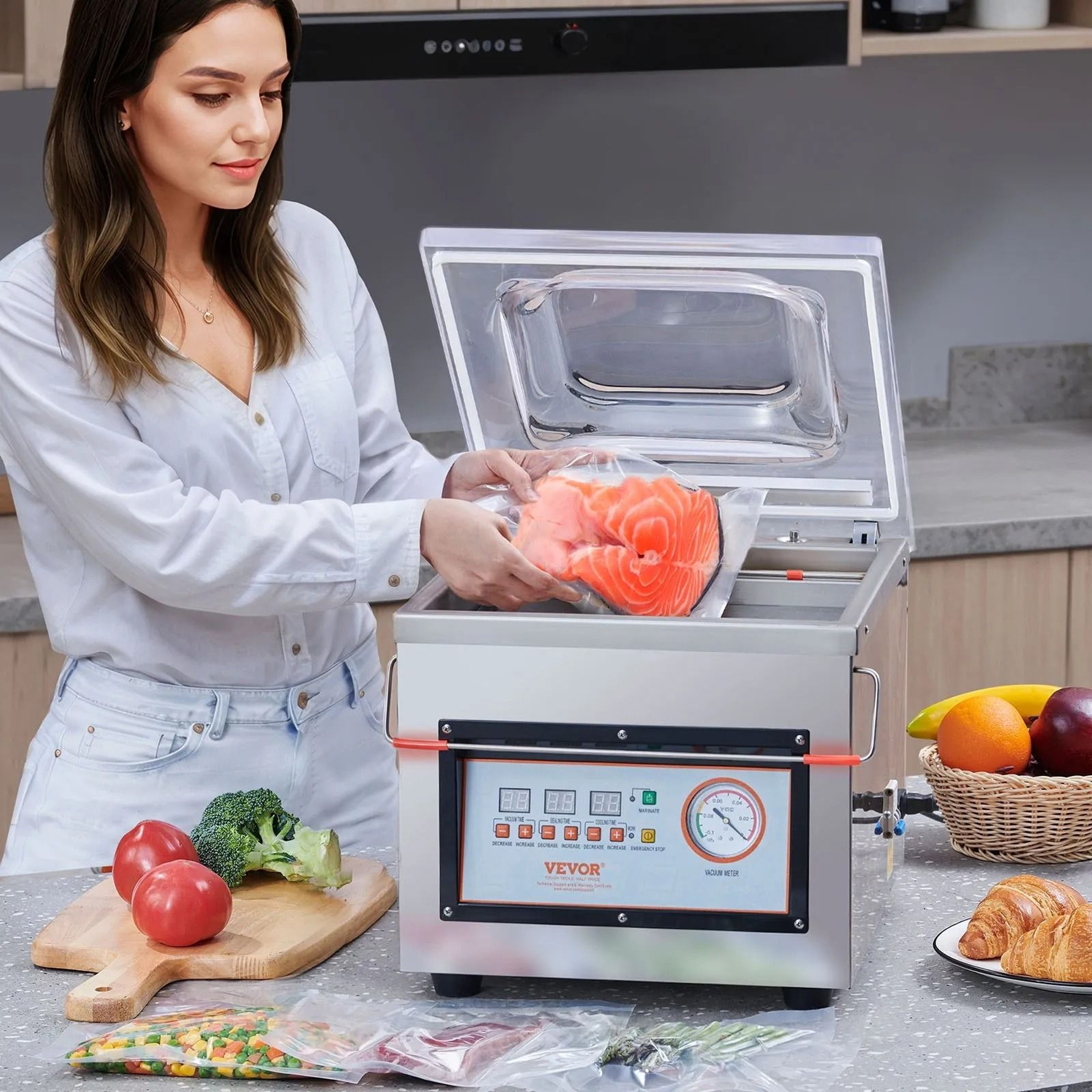 Chamber Vacuum Sealer Compact Food Packing Machine For Meats Marinades And Wet Foods Professional V 3