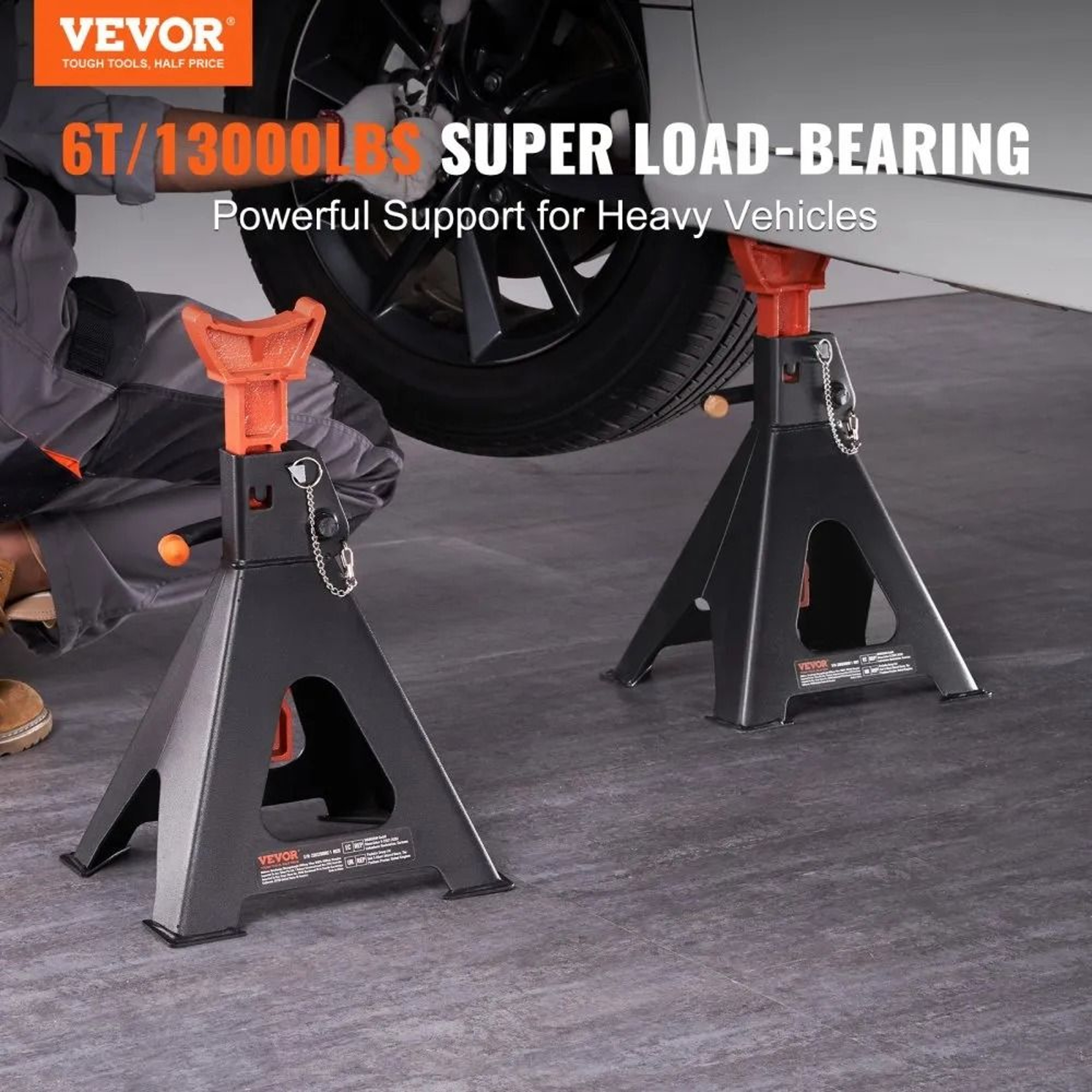 Jack Stands Double Locking Car Jack Stands Adjustable Height For SUV Truck UTV ATV Garage And Works 2