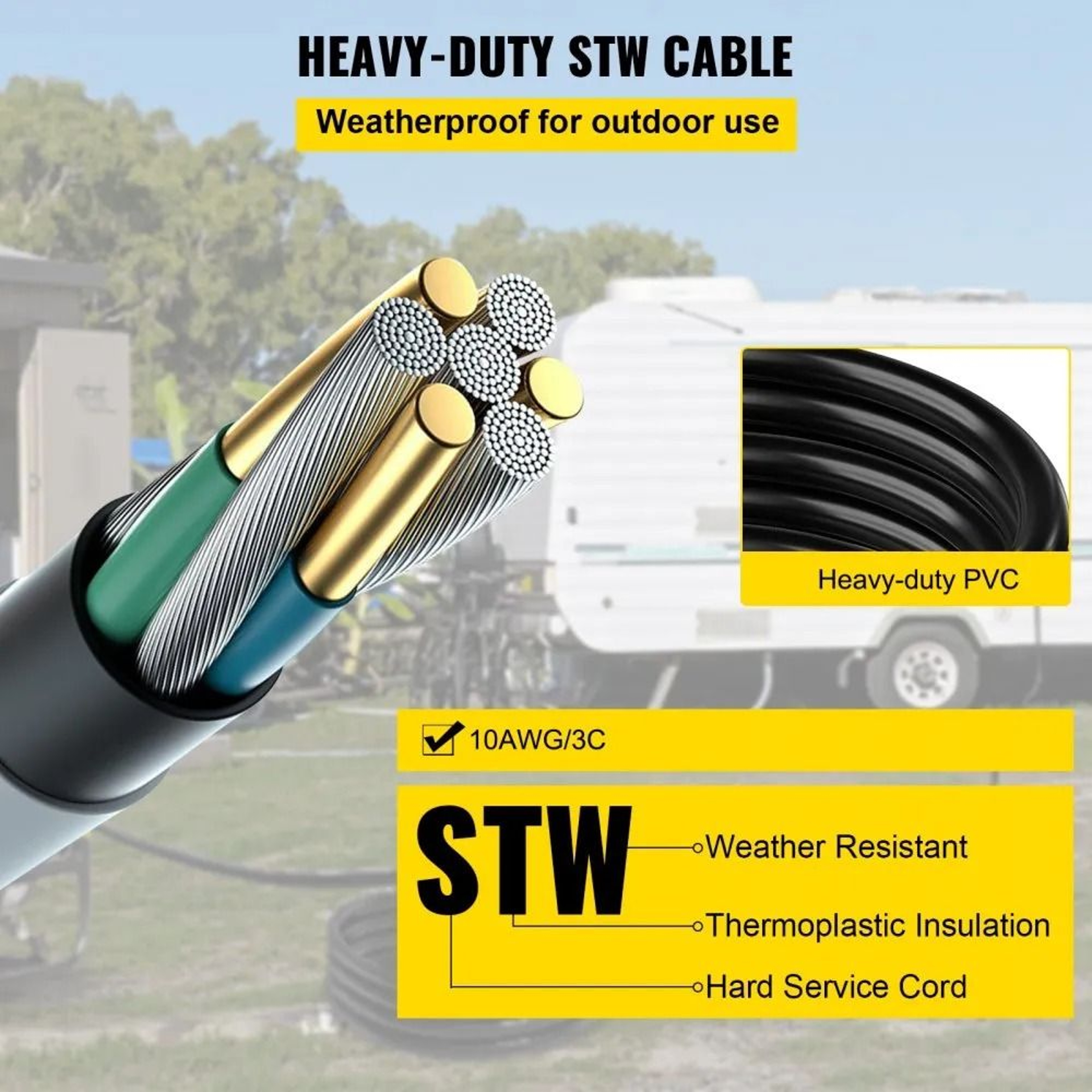 Welder Extension Cord Pure Copper STW Weatherproof NEMA Portable Welders Cable 6
