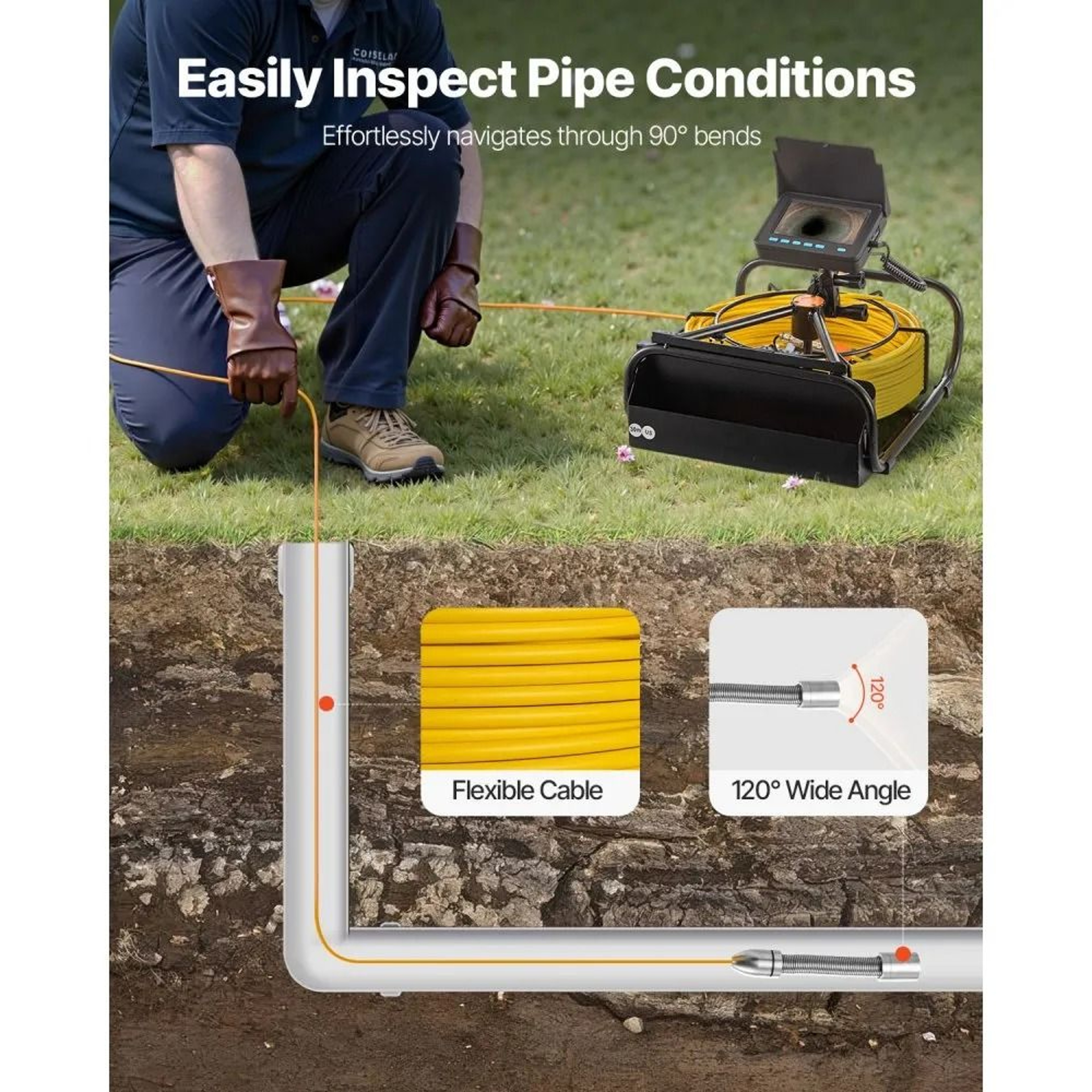 Pipeline Inspection Camera Sewer Camera Waterproof Borescope With LED Lights Industrial Endoscope 1