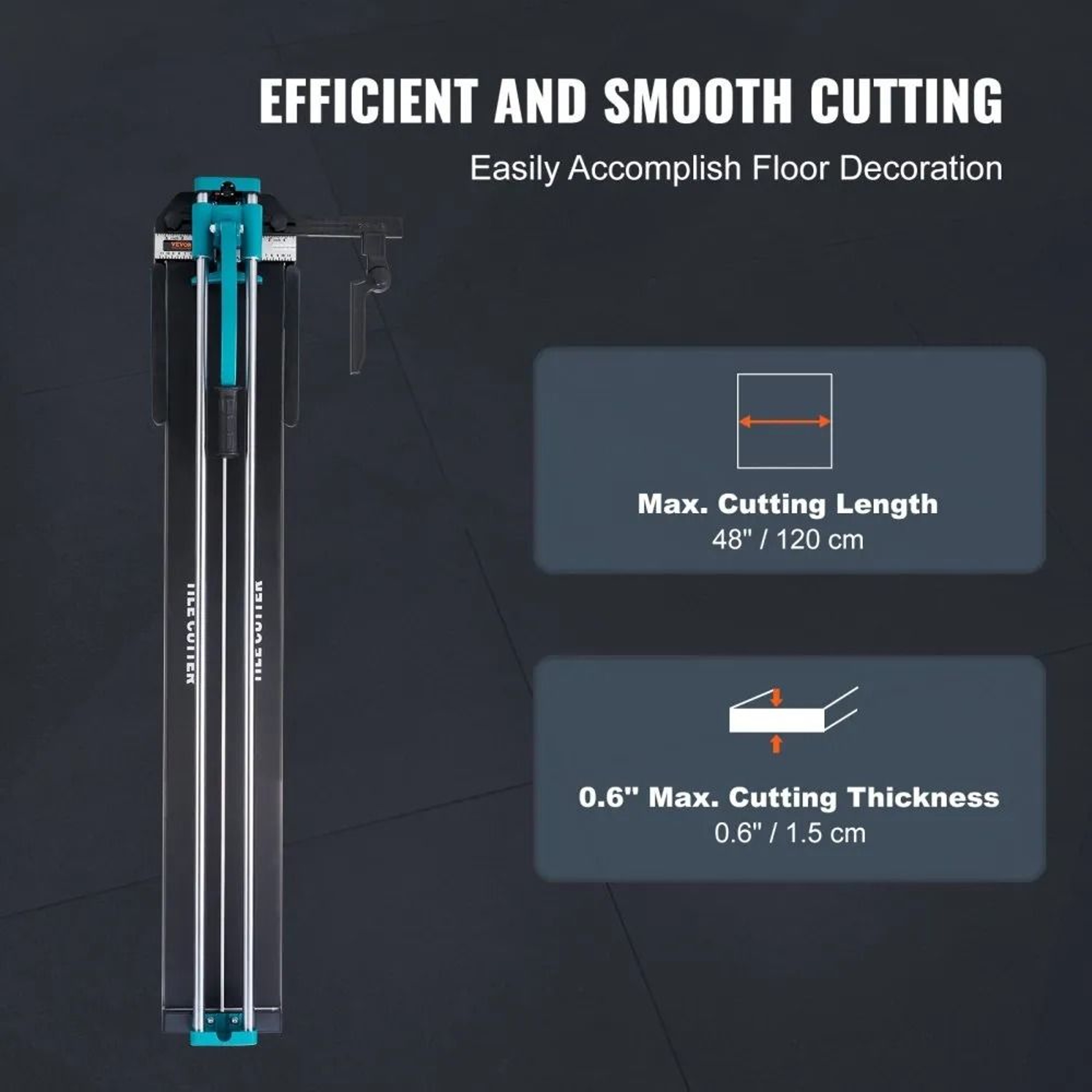 Heavy Duty Precision Manual Tile Cutter Tungsten Carbide Cutting Wheel Anti Skid Feet 4