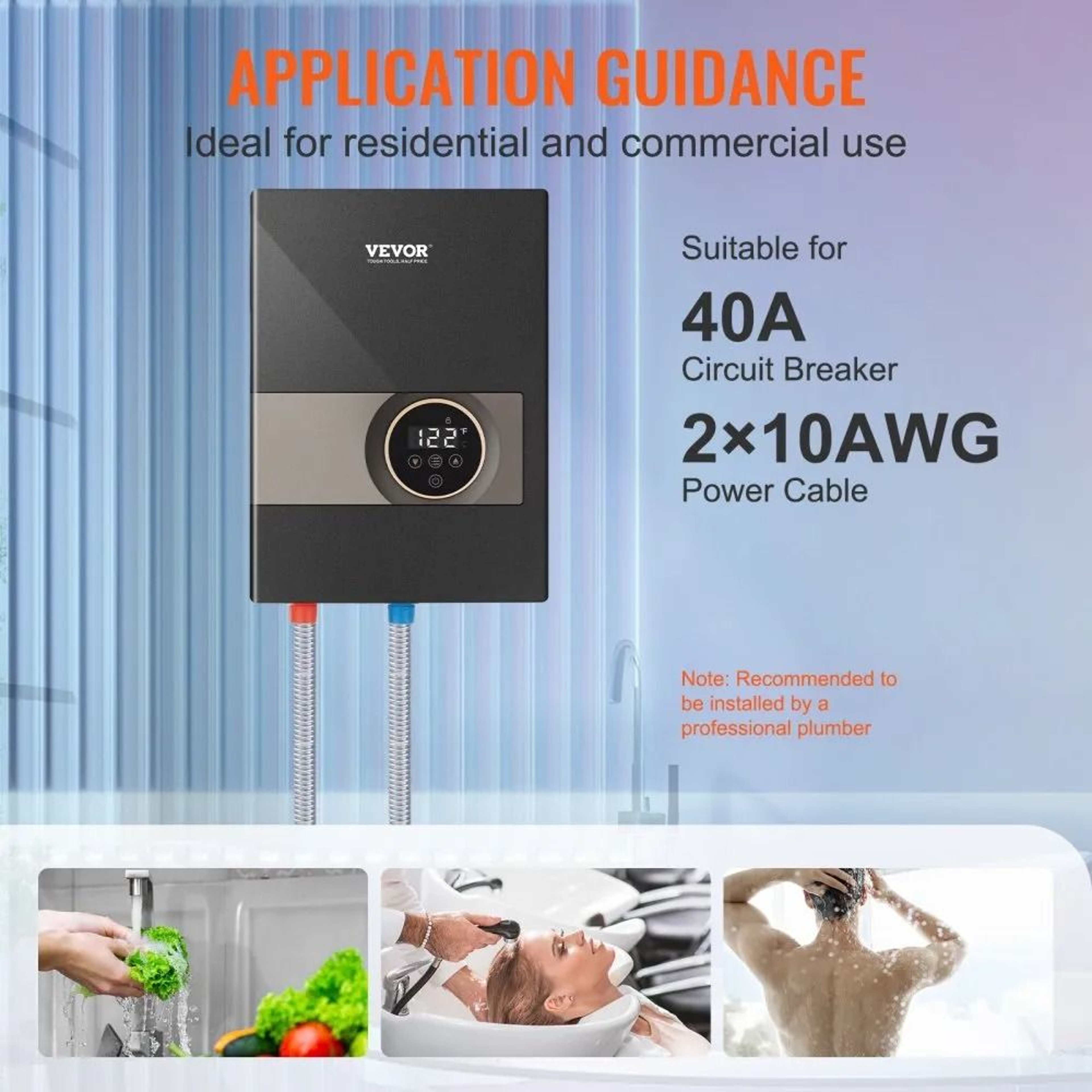 Instant Water Heater Electric Tankless Water Boiler 24 Hour Water Supply Digital Temperature Displa 3