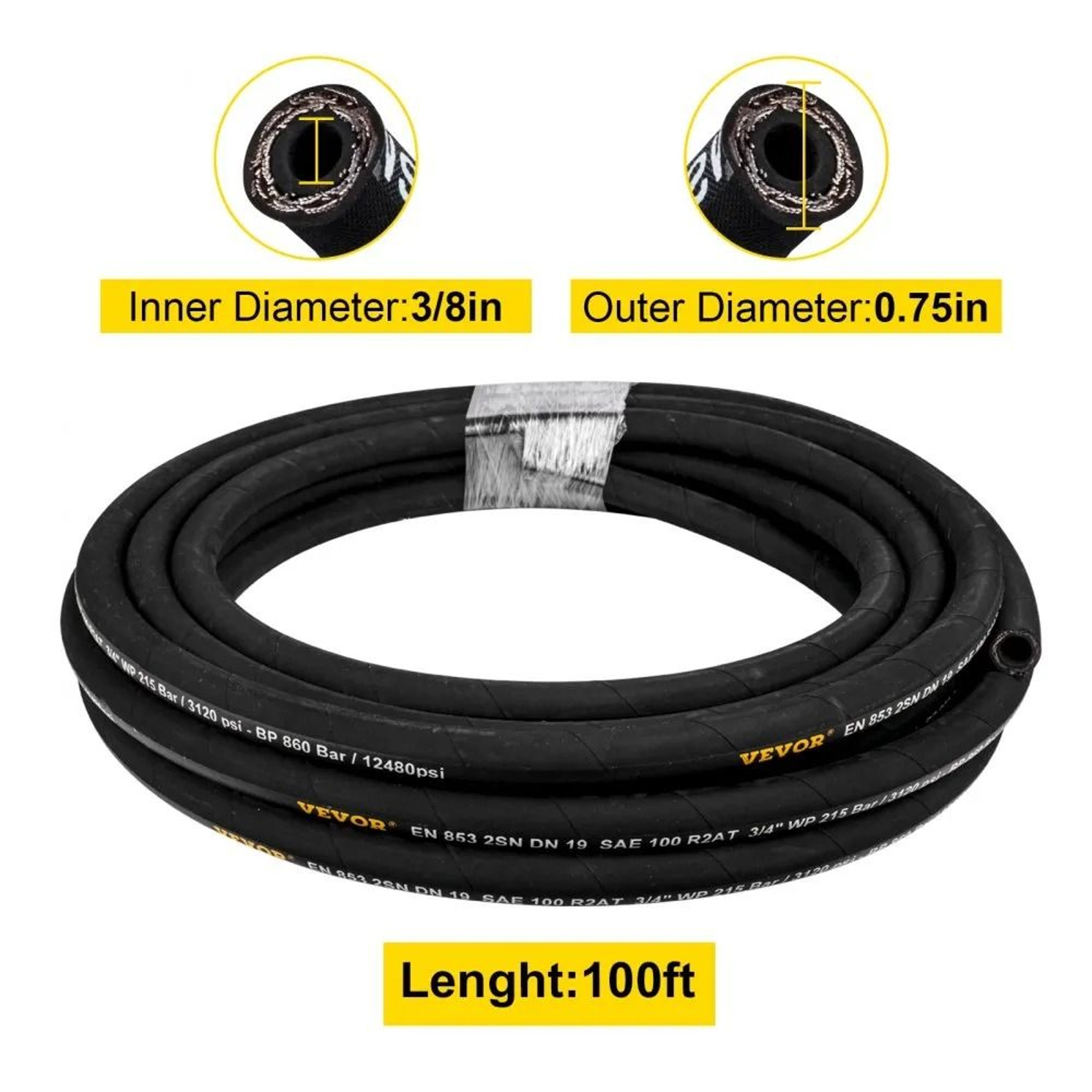 Bulk Hydraulic Hose Rubber Hydraulic Hose With HighTensile Steel Wire Braid Hydraulic Oil Flexible  3
