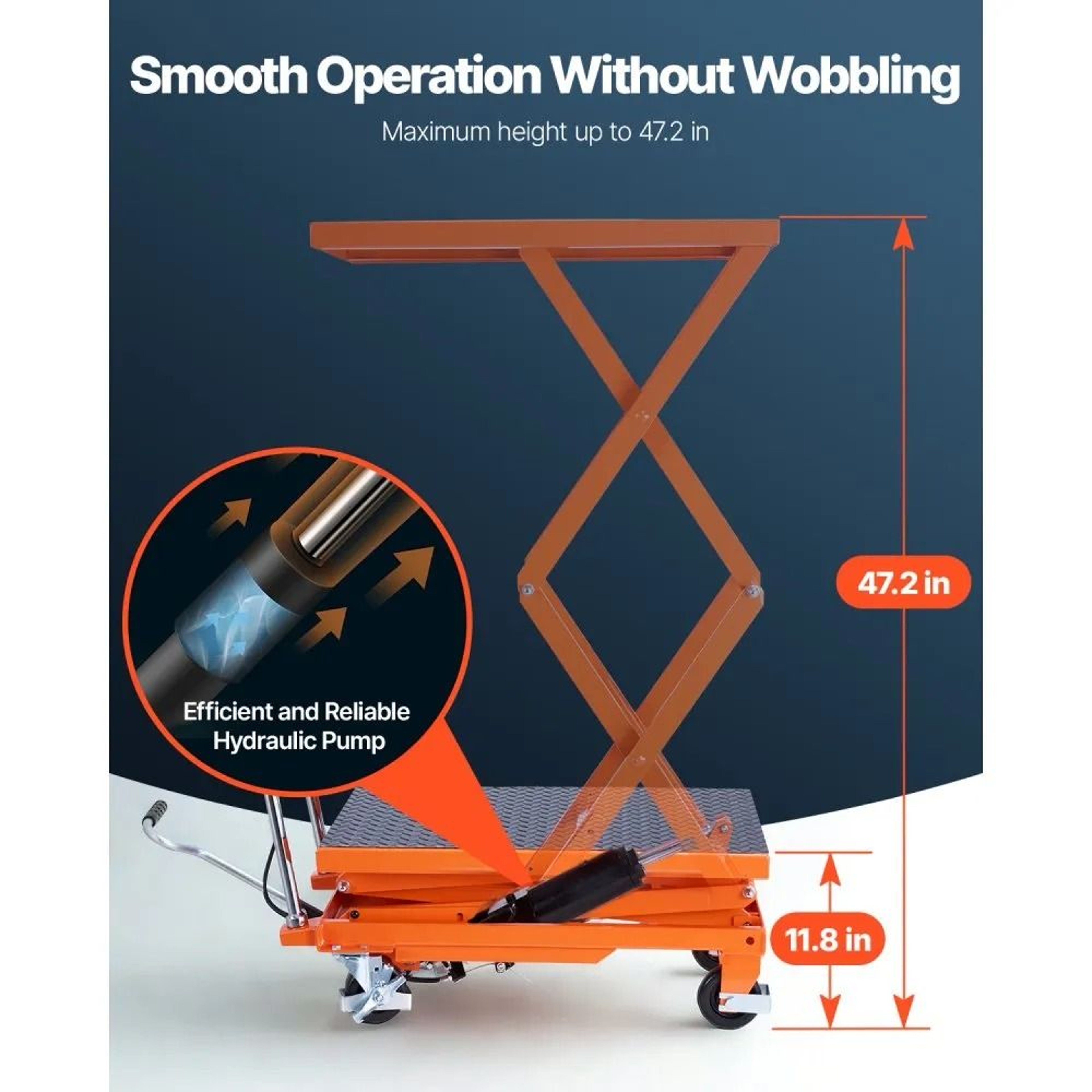 Manual Hydraulic Lifting Cart Height High Lbs Capacity Nonslip Pad With Wheels 7
