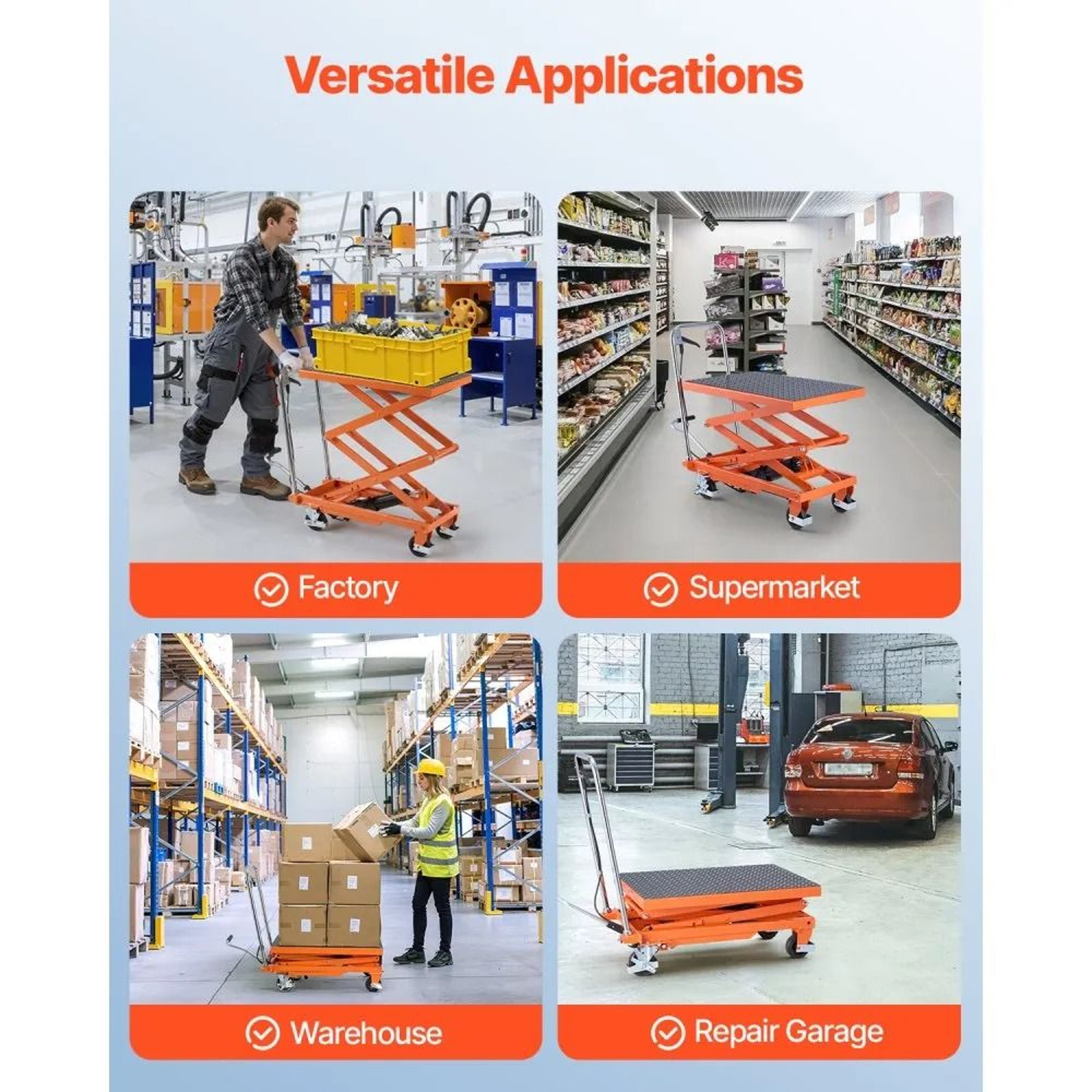 Manual Hydraulic Lifting Cart Height High Lbs Capacity Nonslip Pad With Wheels 4