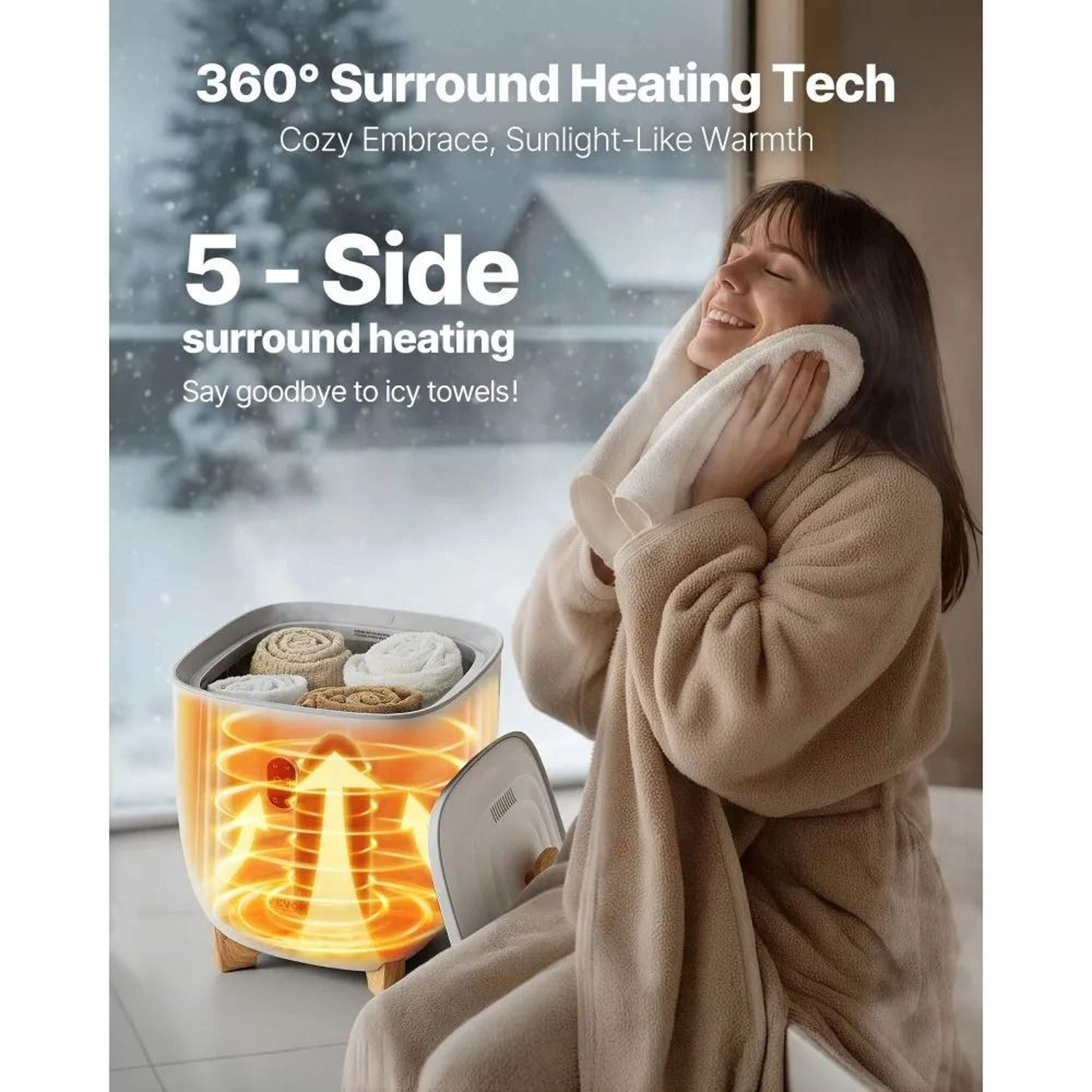 Towel Warmers For Bathroom High Capacity Bucket Fits Oversized Towels Bathrobes Blankets Auto Shut  2