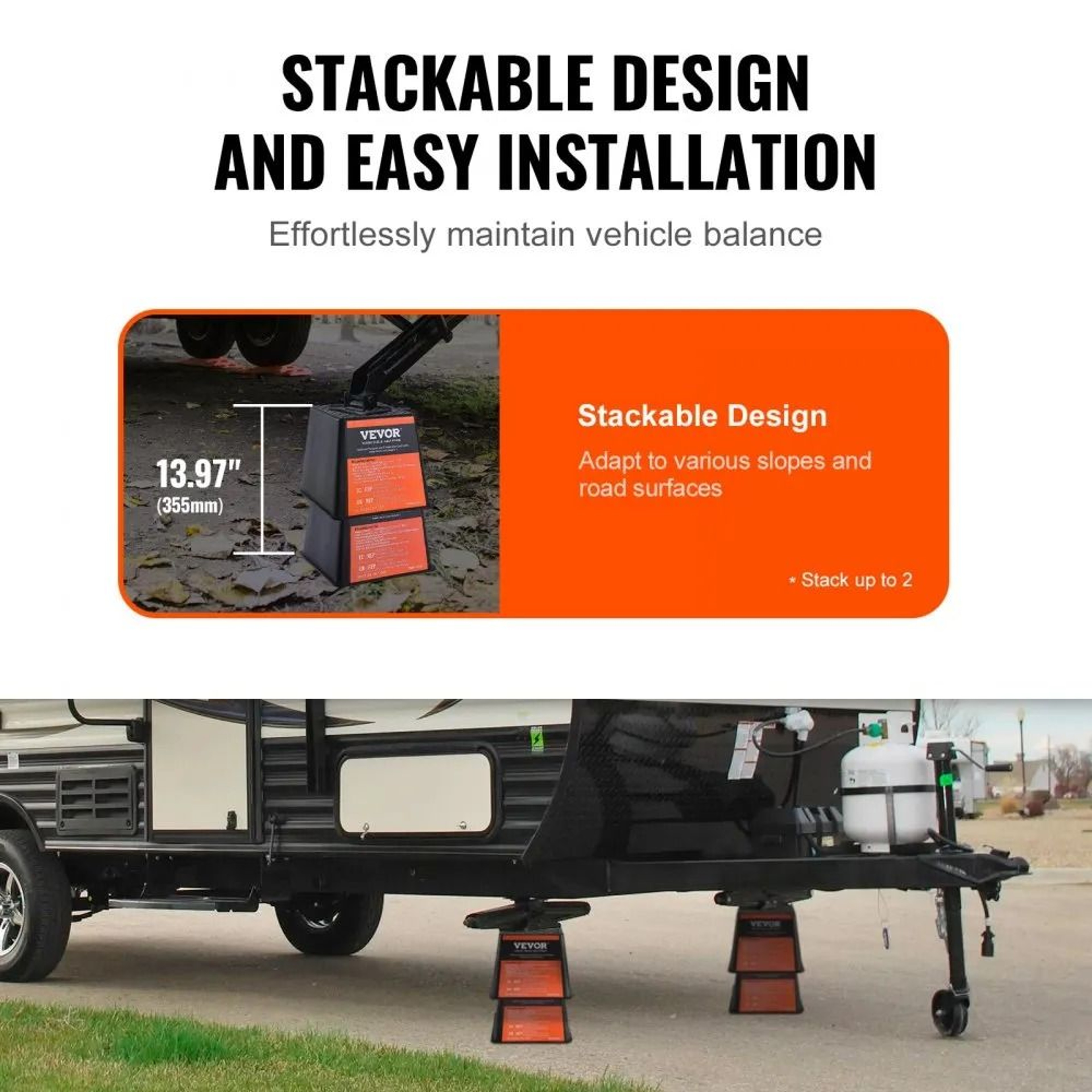 HighQuality Polypropylene RV Camper Stabilizer Blocks Trailer Jack Block High Lbs Capacity 2