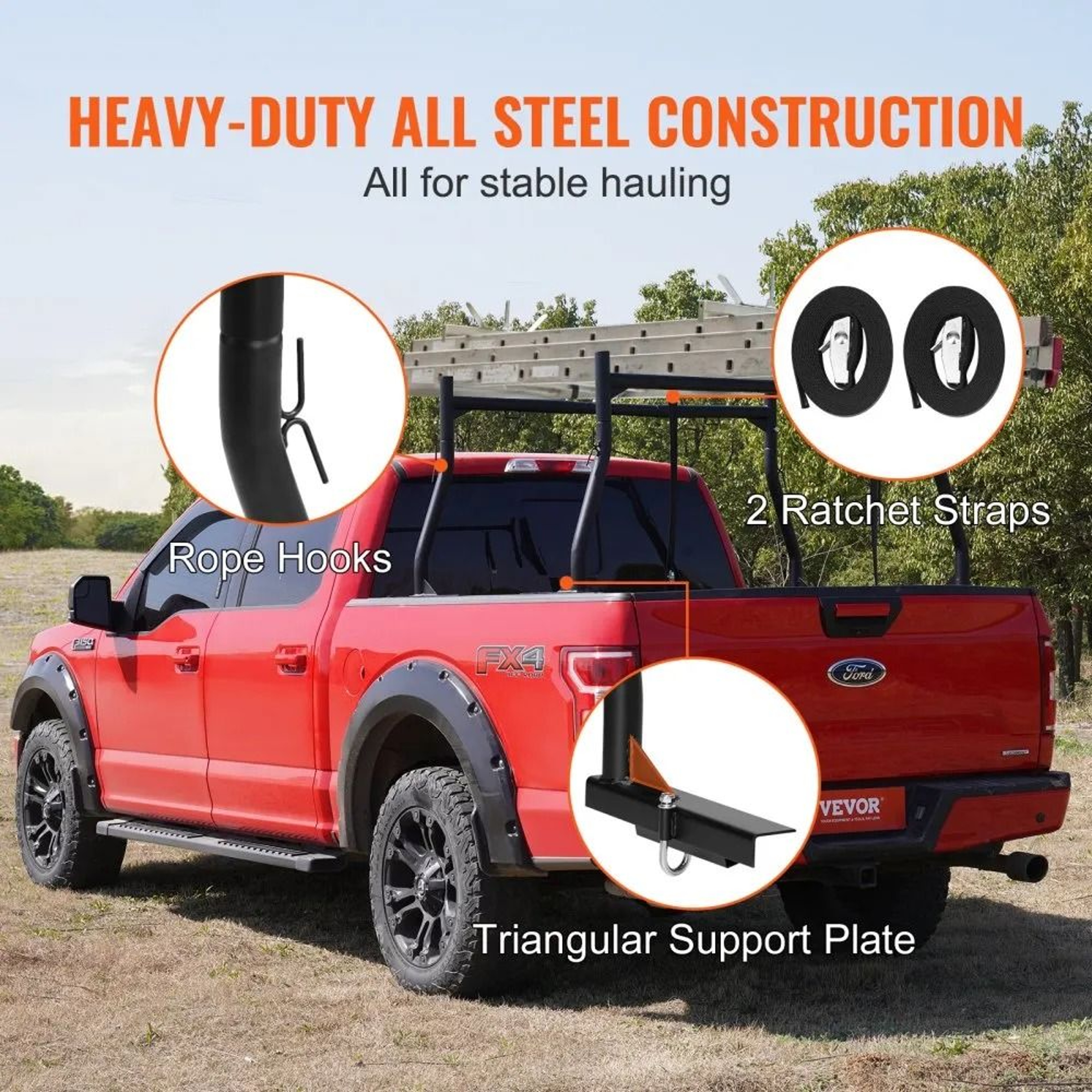 Heavy Duty Truck Rack Extendable Ladder Rack High Lbs Capacity NonDrilling Jbolts 2