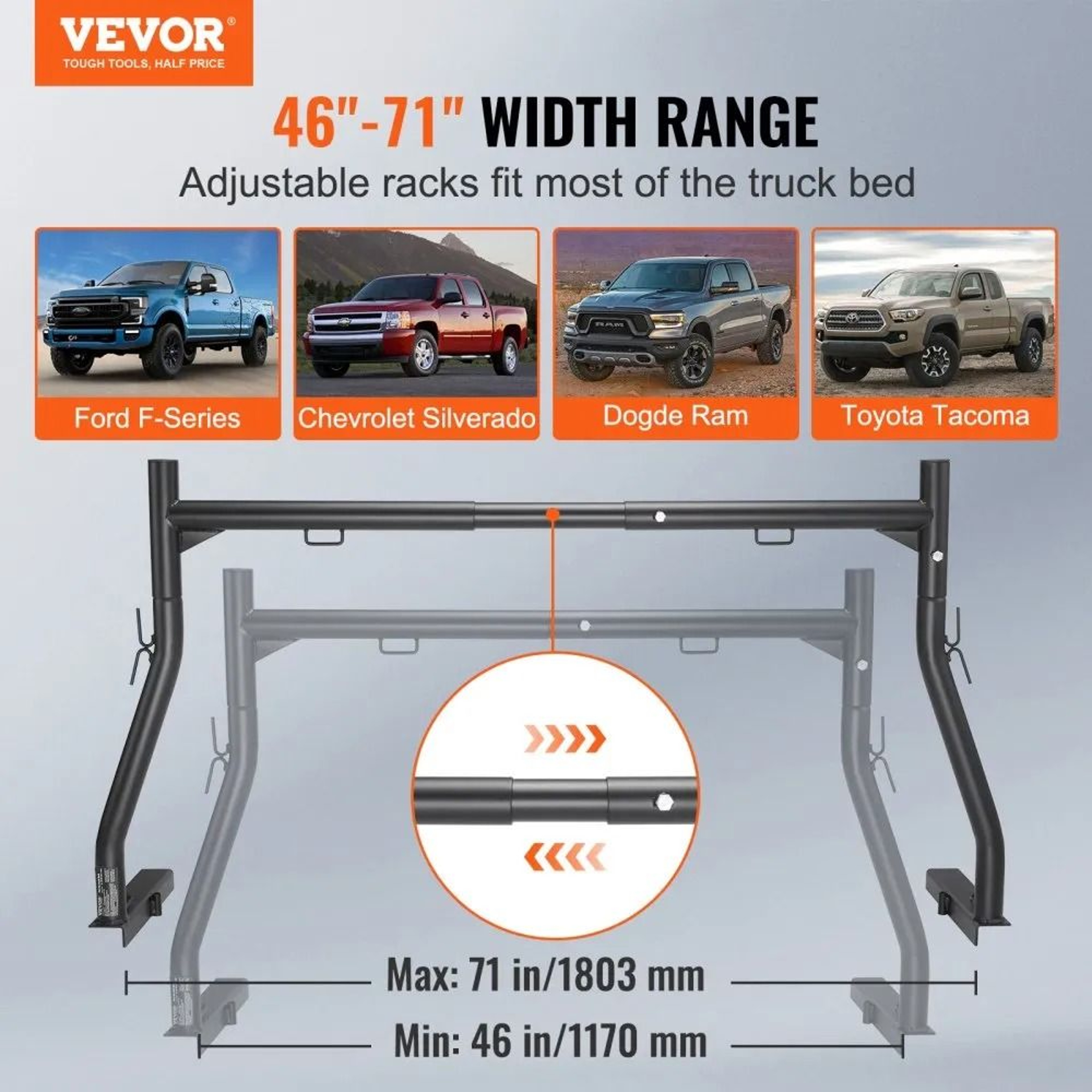 Heavy Duty Truck Rack Extendable Ladder Rack High Lbs Capacity NonDrilling Jbolts 4