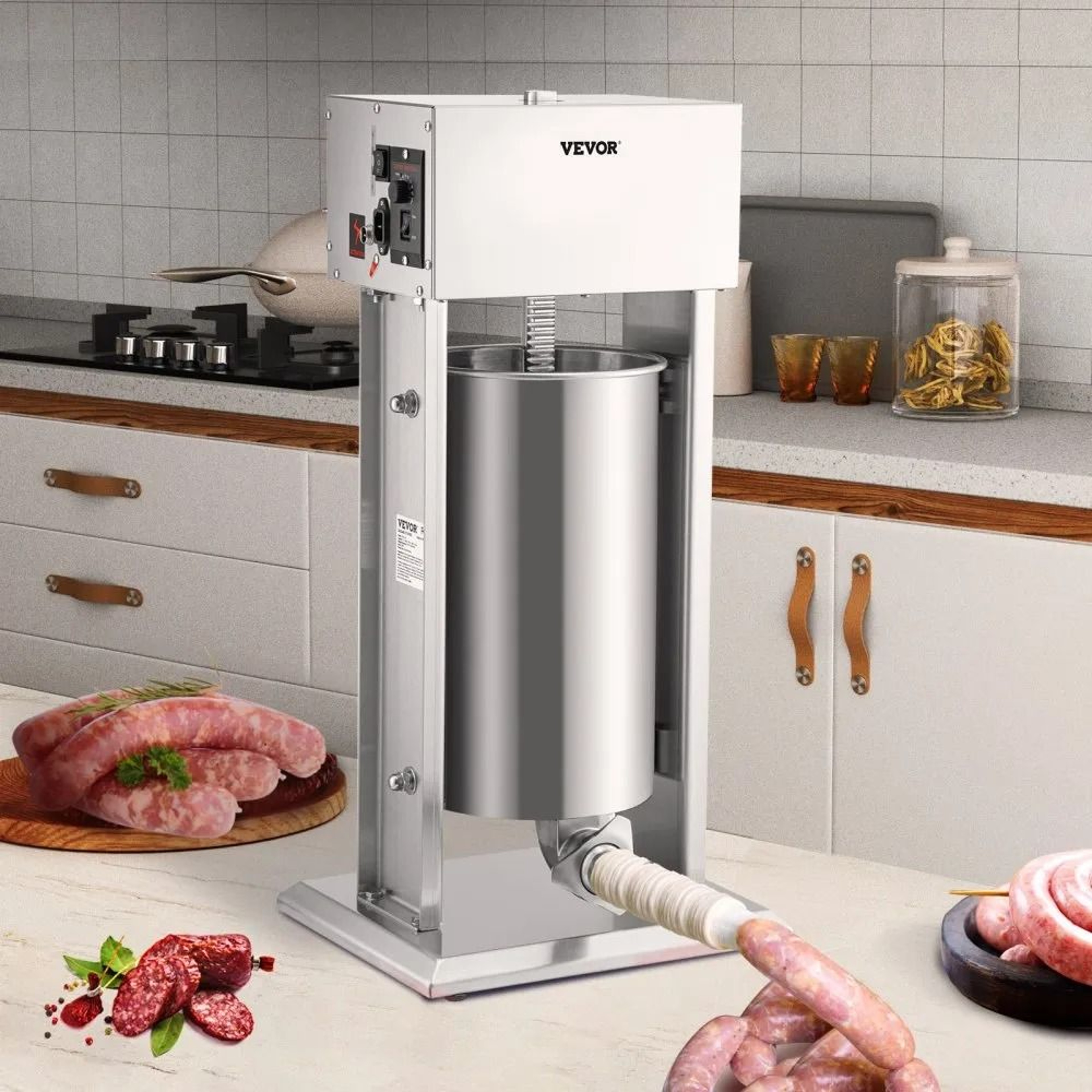 Electric Sausage Stuffer Vertical Food Grade Stainless Steel With Stepless Speed Regulation 6