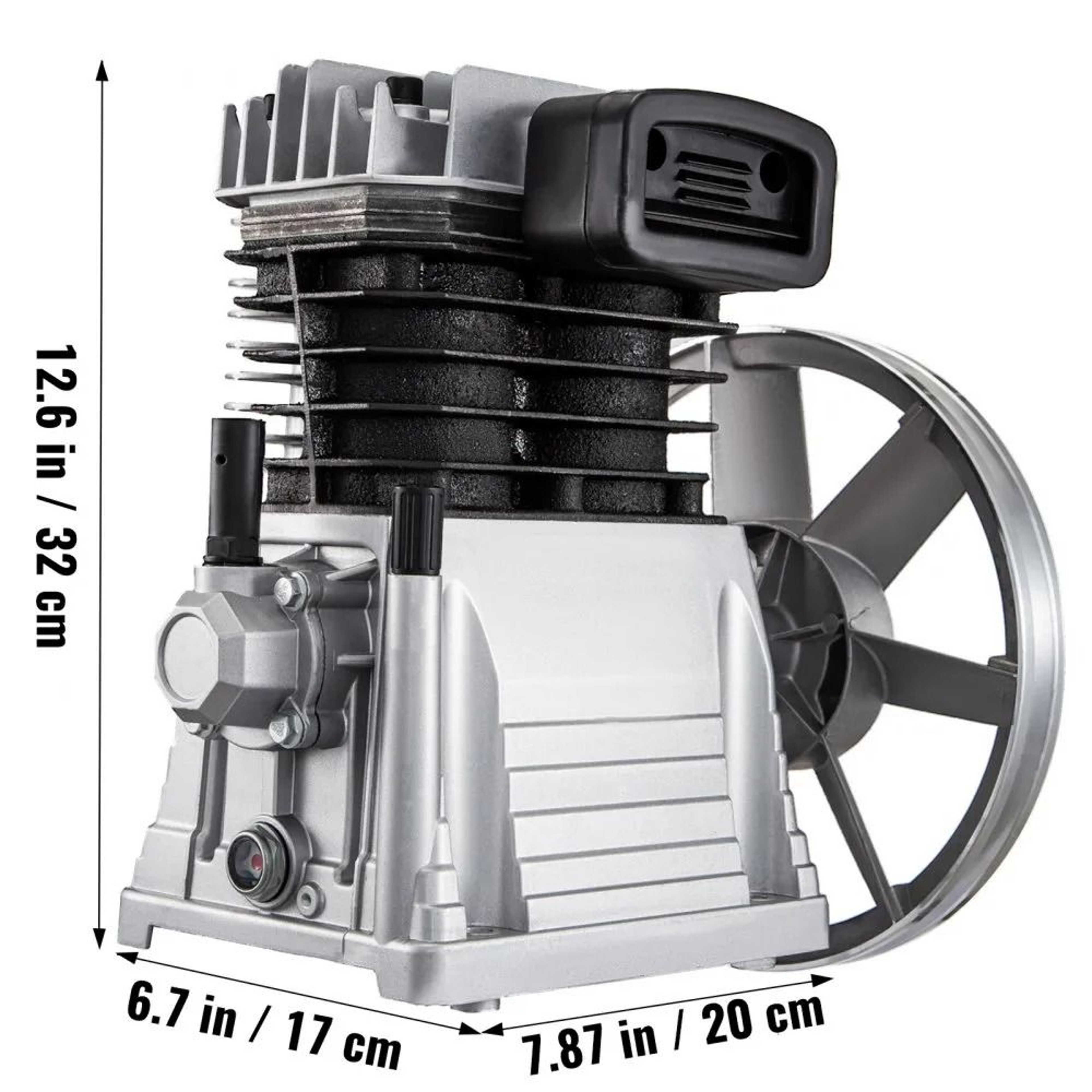 Air Compressor Pump Industrial Head Motor Twin Cylinder Aluminum Piston Style Splash Lubrication 6