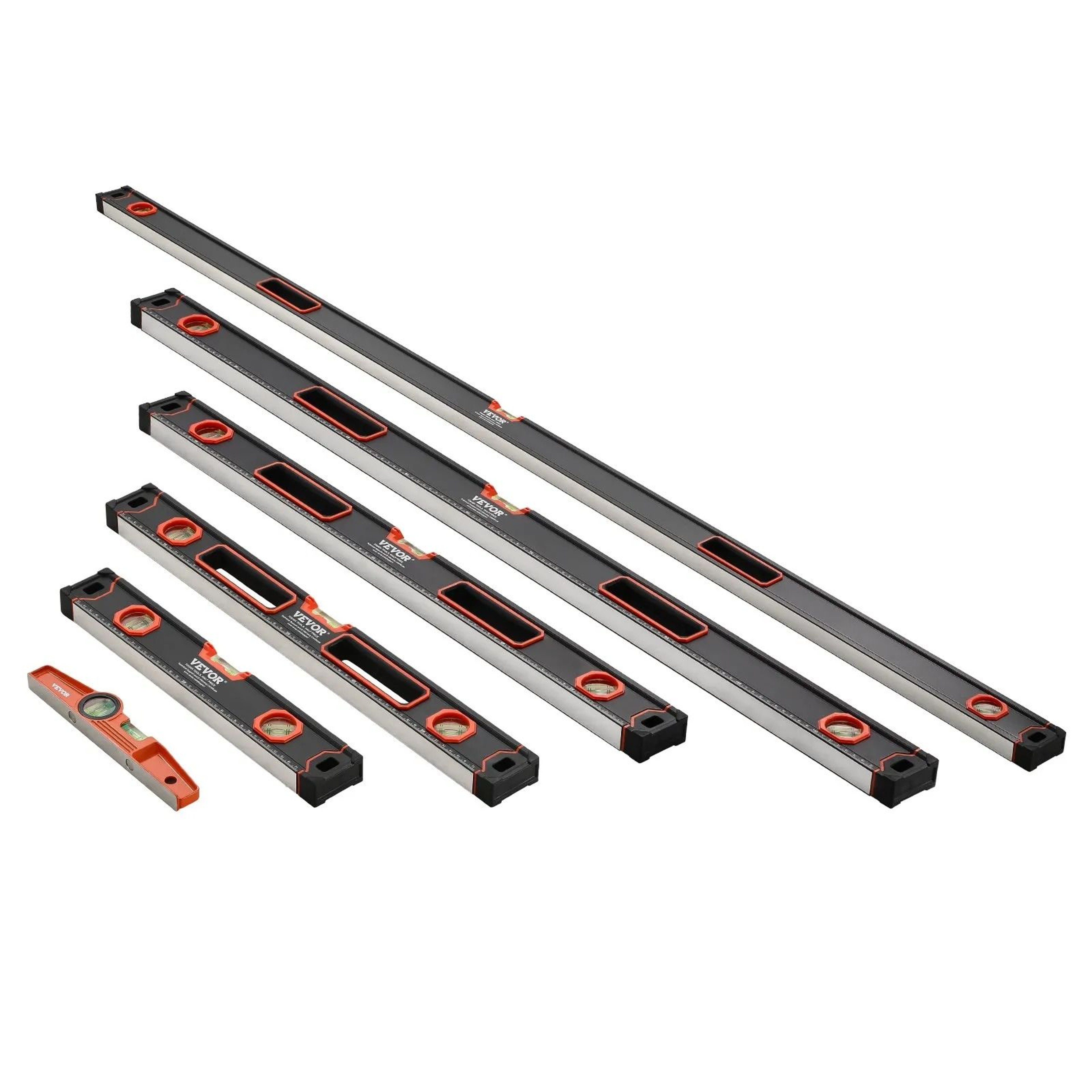 Magnetic Torpedo Level Set Aluminum Box Level Kit With Bubble Vials And SAE Metric Scale 9