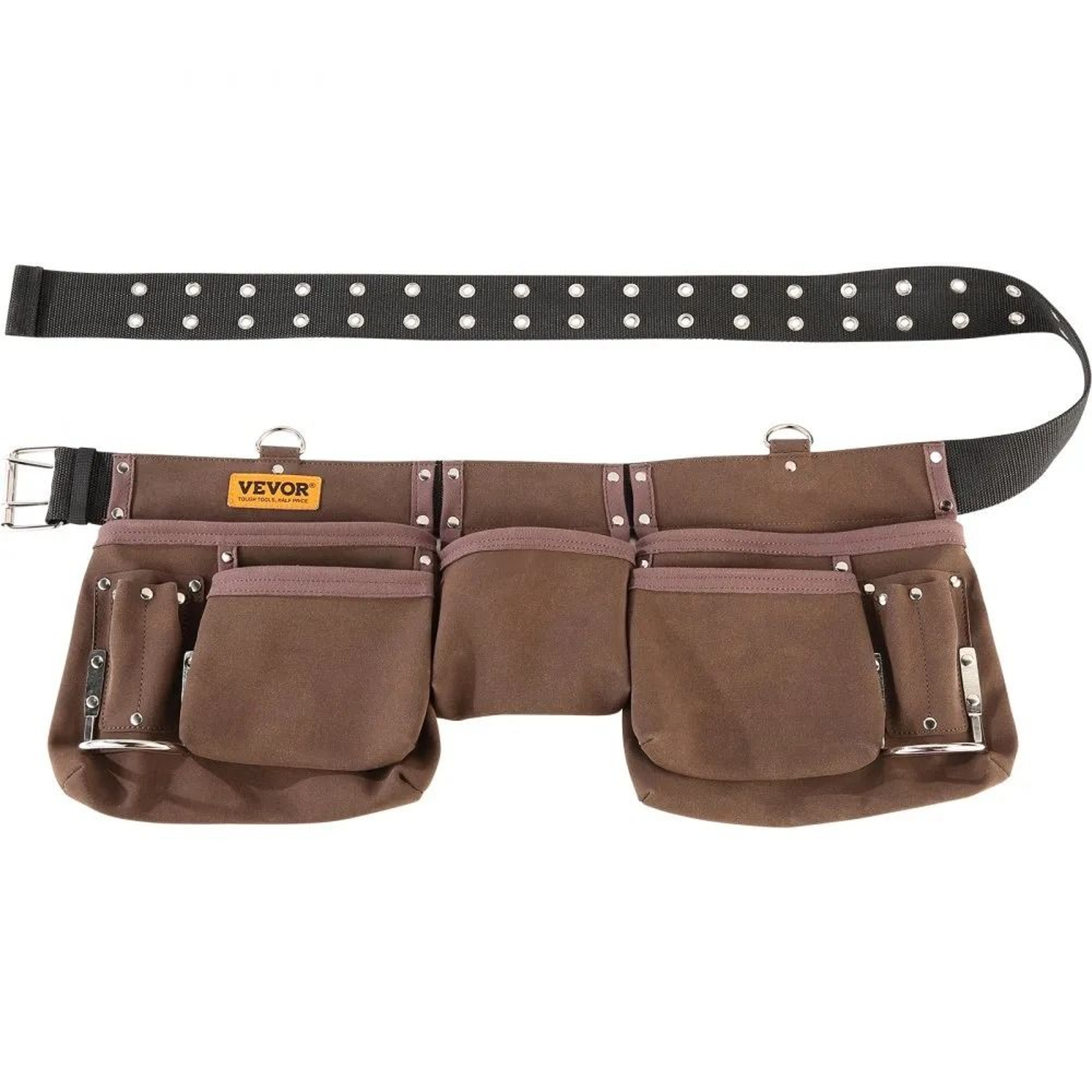 Heavy Duty Leather Tool Belt With Pockets  Dual Hammer Loops 8
