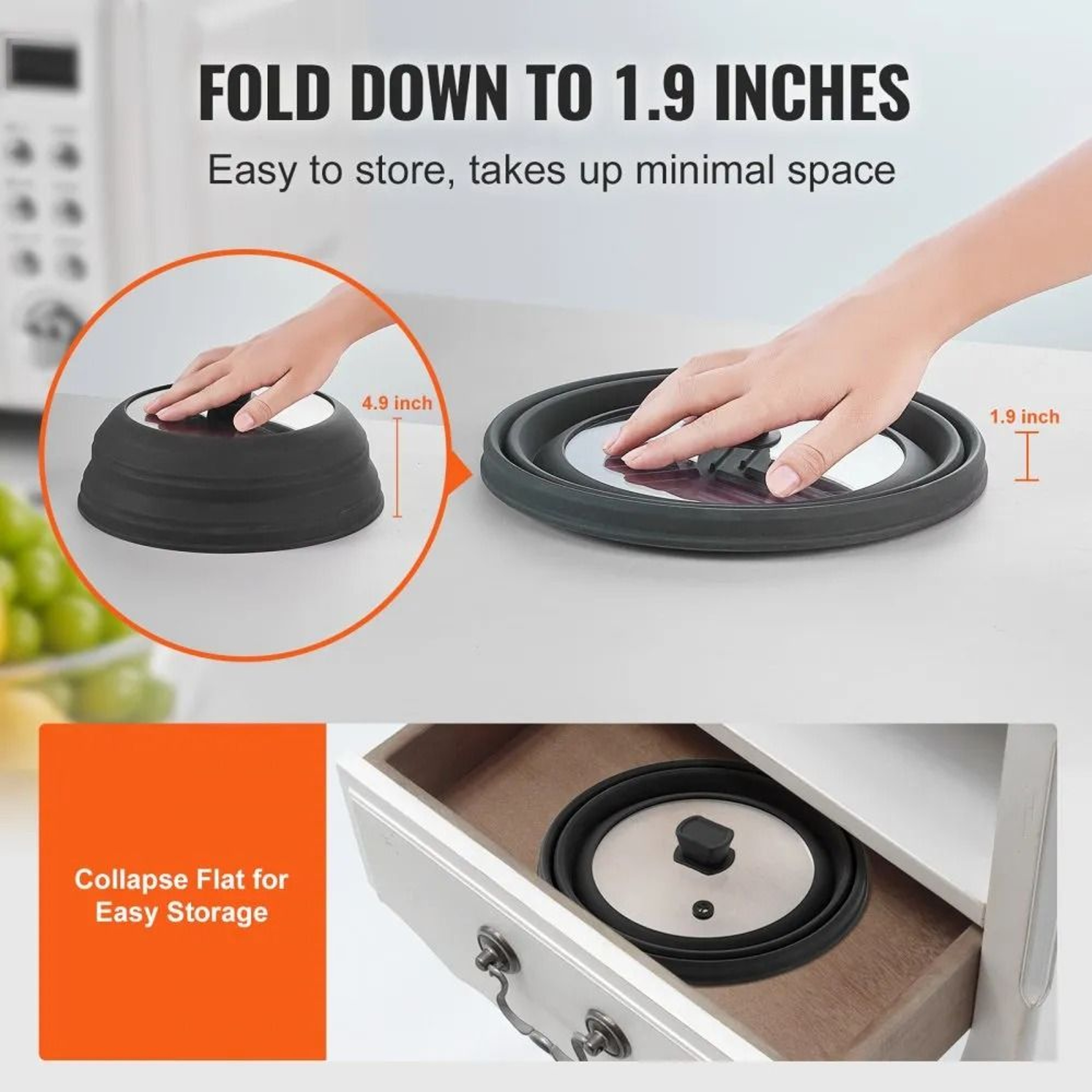 Collapsible Microwave Splatter Cover With Silicone Mat Heat Resistant Food Lid 1
