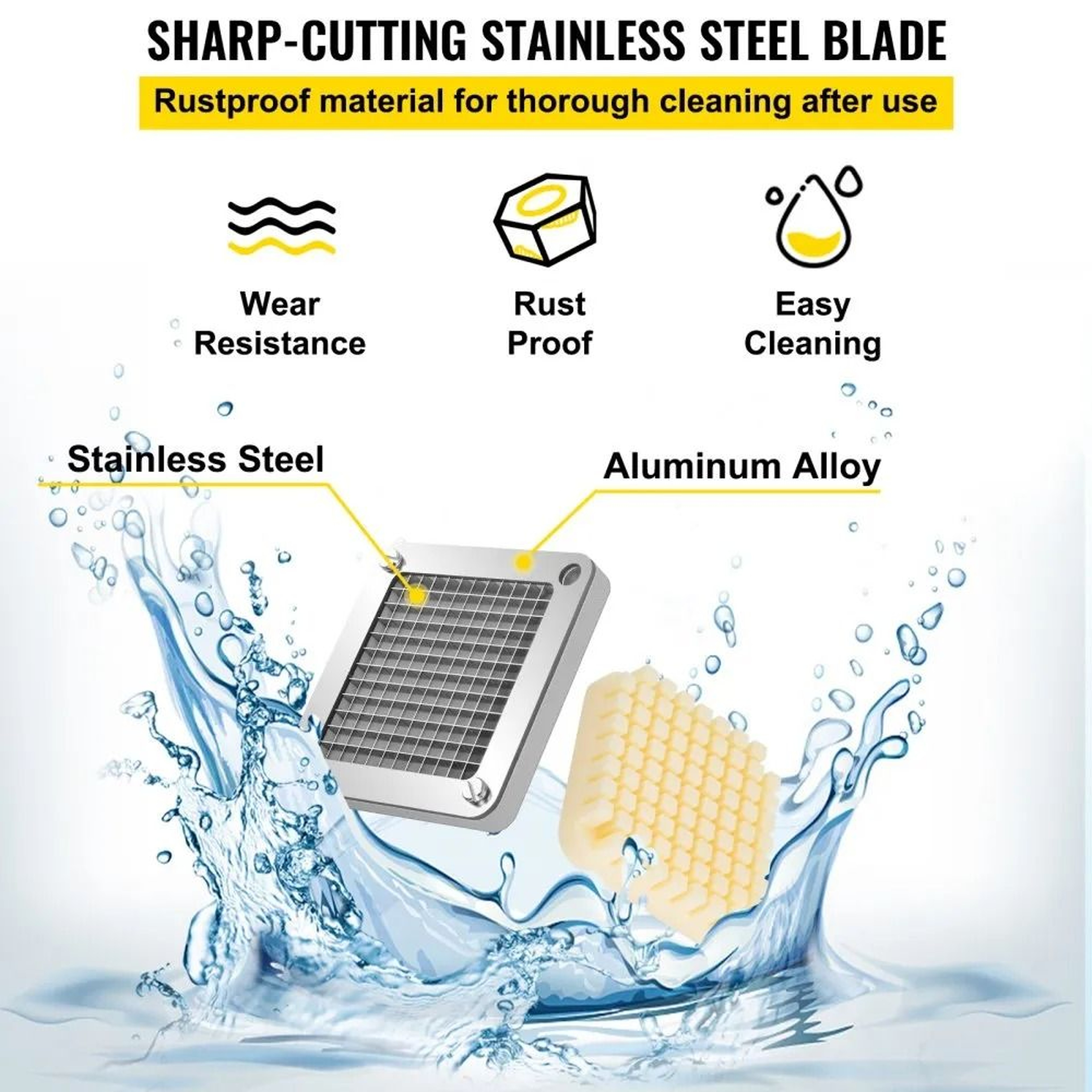 French Fry Cutter Replacement Blade Set With Push Block And Stainless Steel Dicer Blades 5